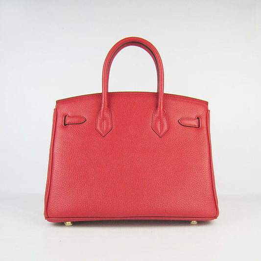 Luxury Hermes Birkin 30cm Togo Leather Handbags Red Golden