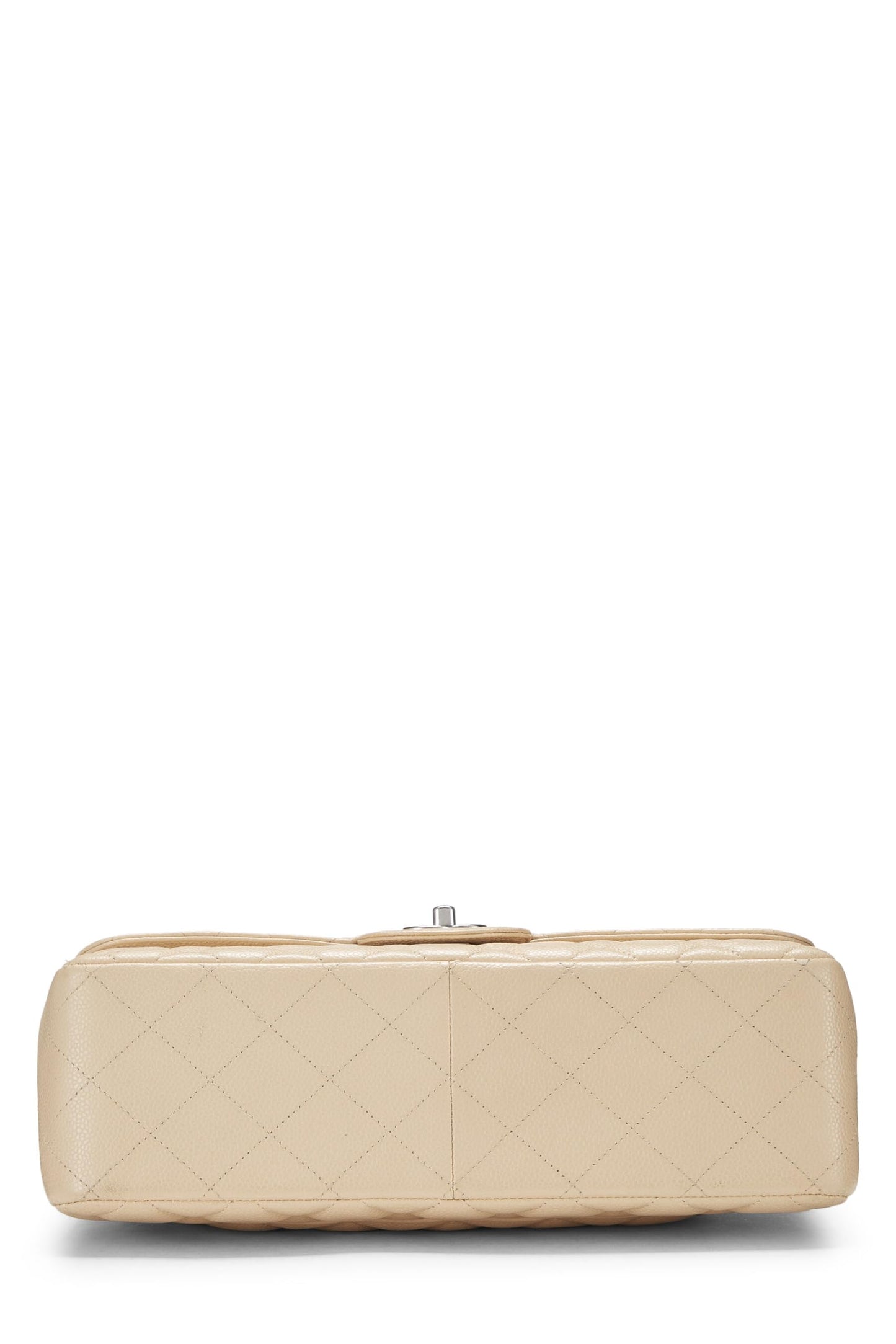 Chanel,  Beige Quilted Caviar New Classic Double Flap Jumbo, Beige