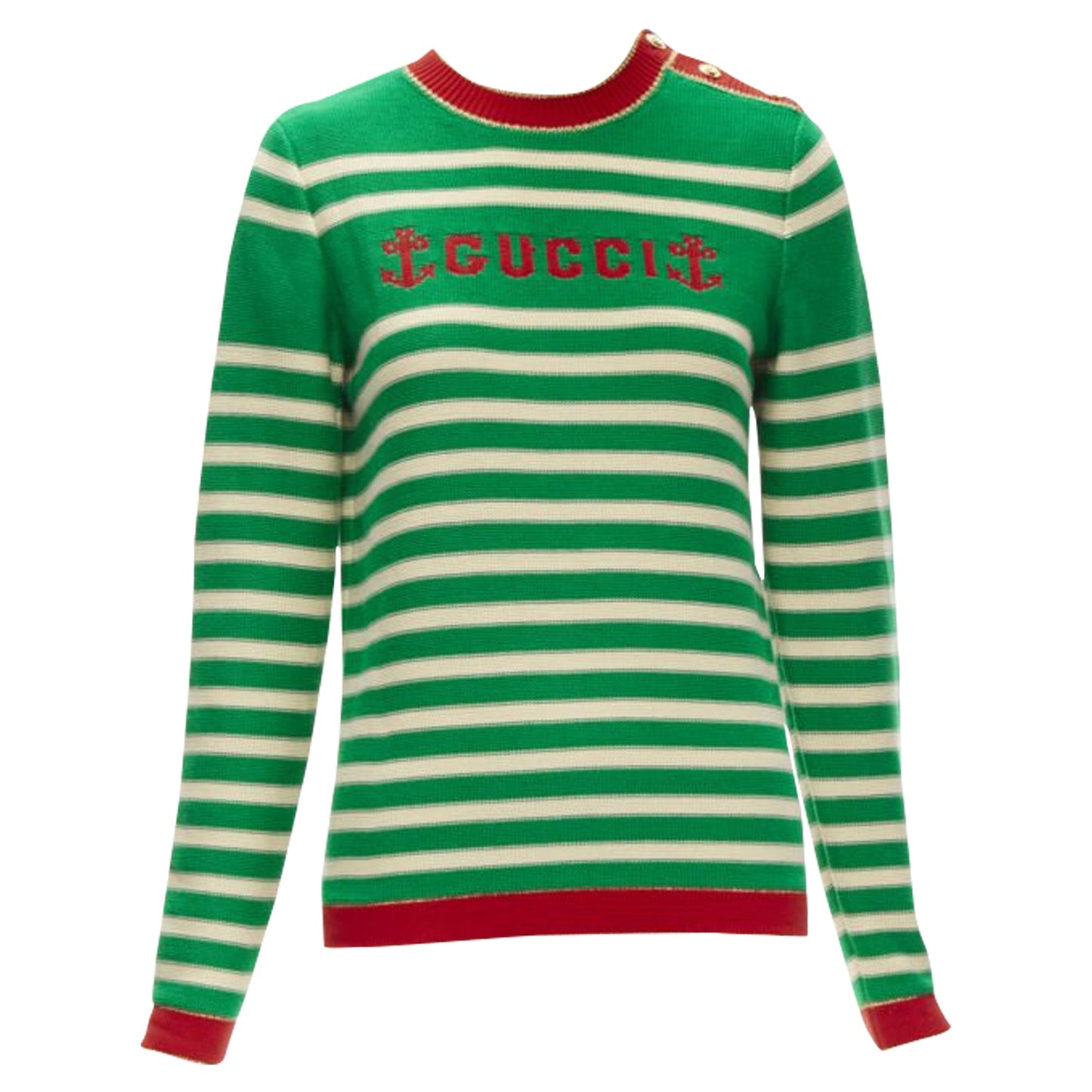 Gucci sailor intarsia embroidery striped sweater
