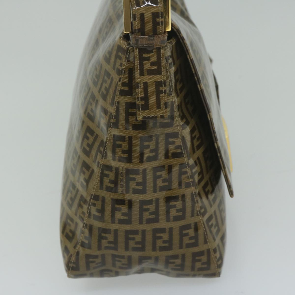 Luxury FendiZucchino Canvas Mamma Baguette Shoulder Bag Coated Canvas Brown61639