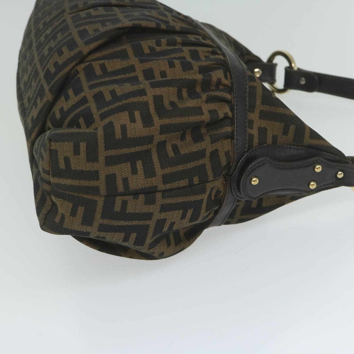 Luxury FendiZucca Canvas Shoulder Bag Black Brown61645