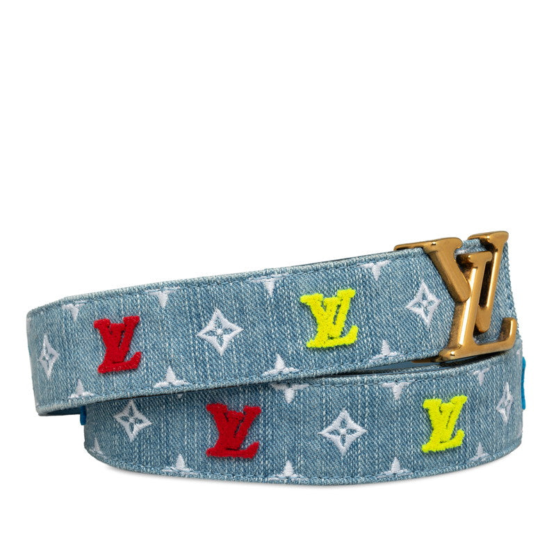 Louis Vuitton Monogram Denim Sanctuary LV New Wave Belt Size 80/32 M0146 Light Blue Multicolor Denim Leather  Louis Vuitton