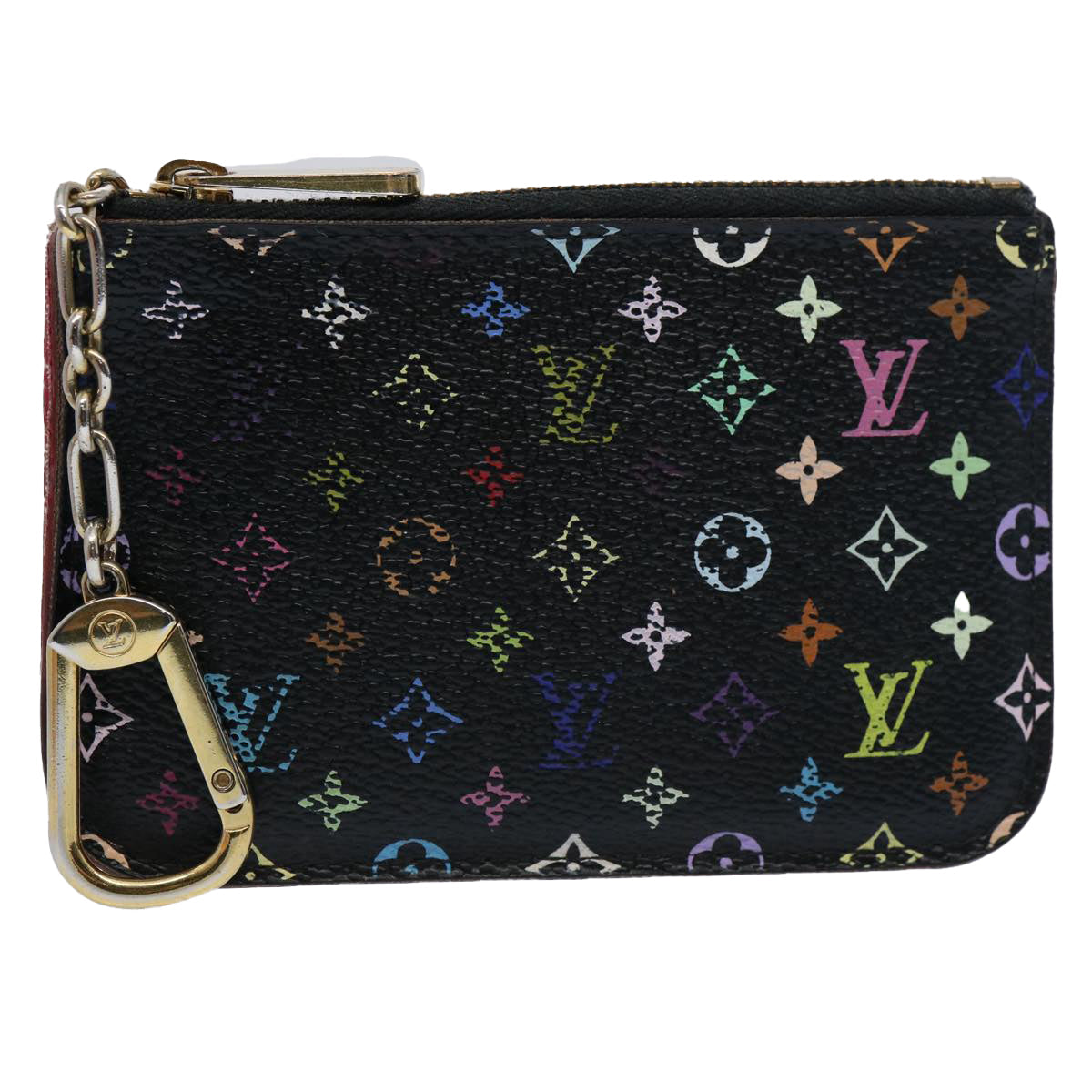 LOUIS VUITTON Multicolor Pochette Cles NM Coin Purse Black M60279 LV 61727