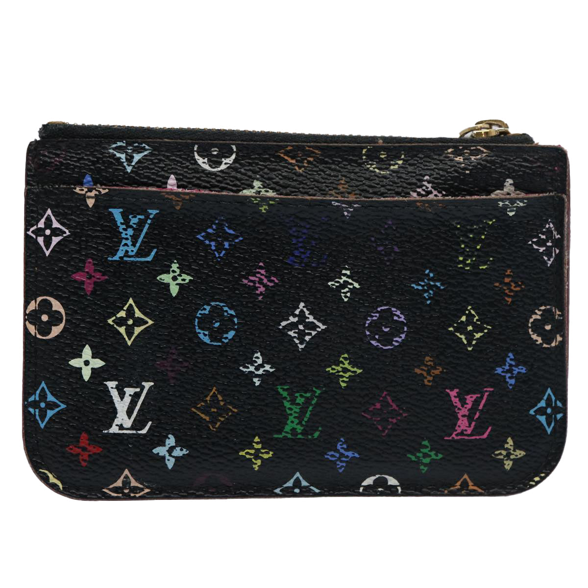 LOUIS VUITTON Multicolor Pochette Cles NM Coin Purse Black M60279 LV 61727