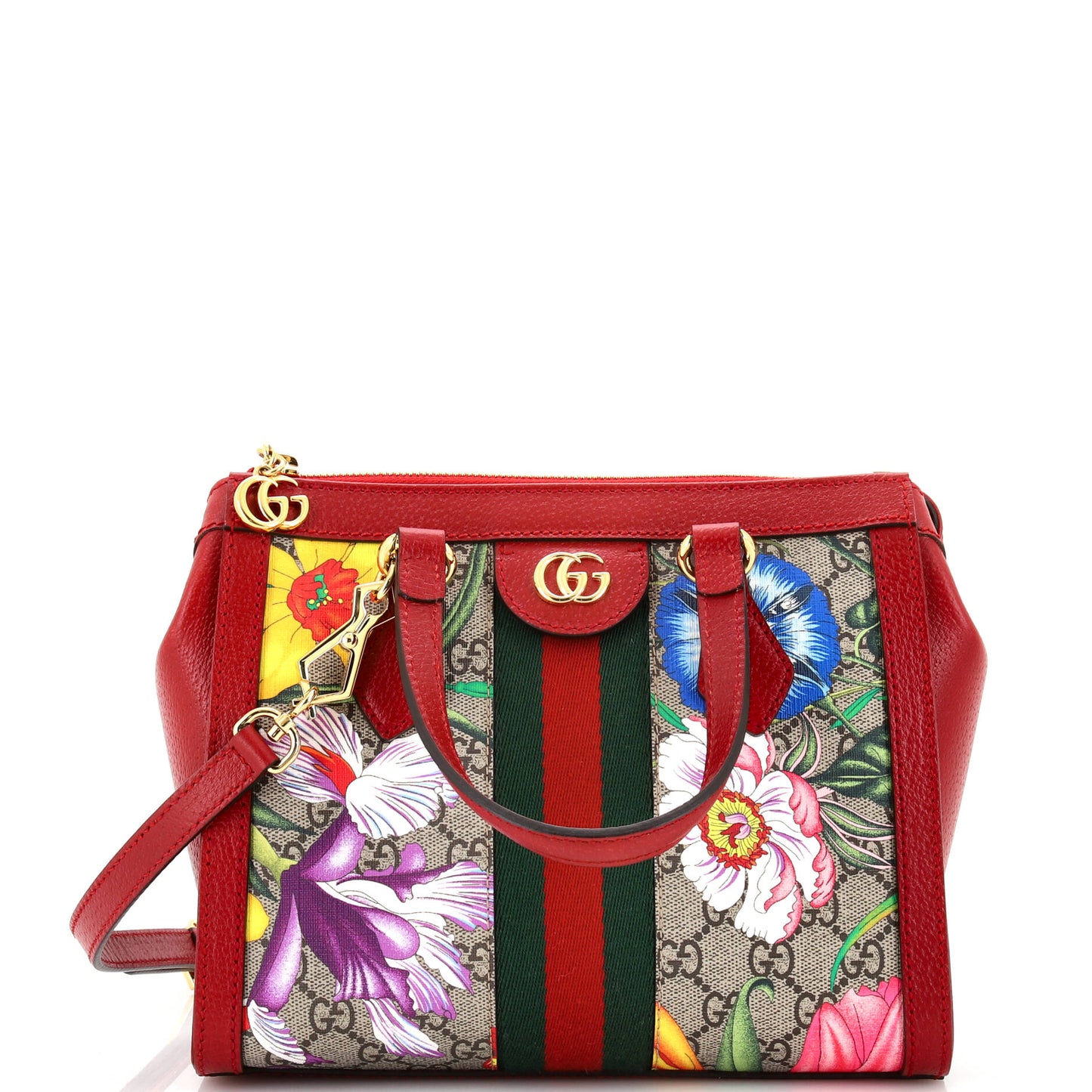 Luxury Gucci Trending 2025 Ophidia Top Handle Tote Flora GG Coated Canvas Small
