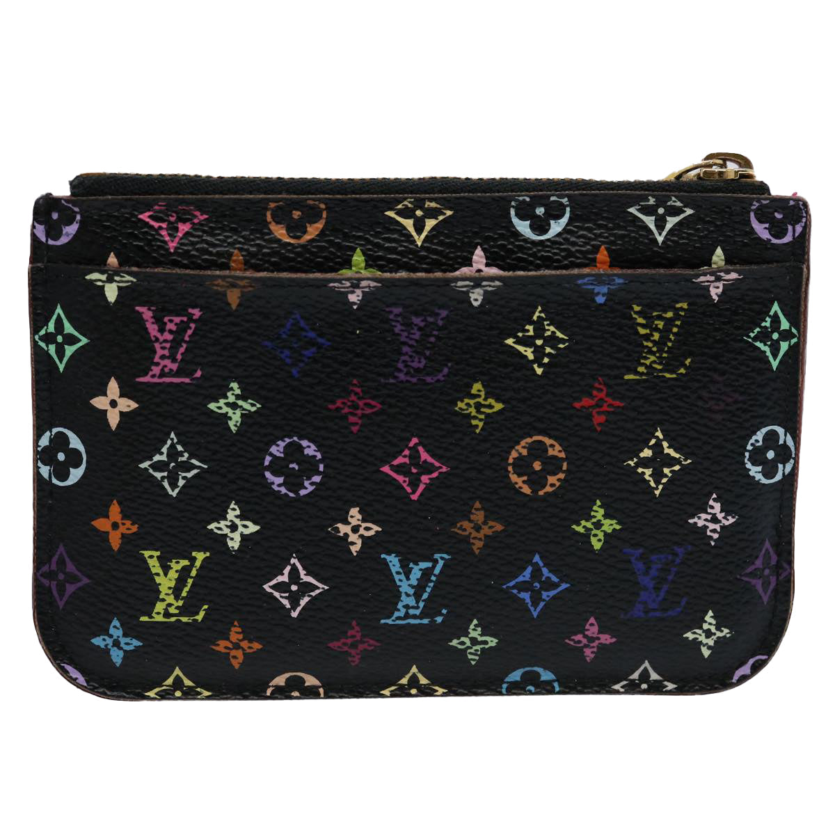 LOUIS VUITTON Multicolor Pochette Cles NM Coin Purse Black M60279 LV 61744