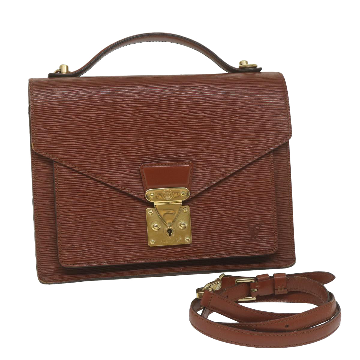 LOUIS VUITTON Epi Monceau Hand Bag Brown M52123 LV 61782