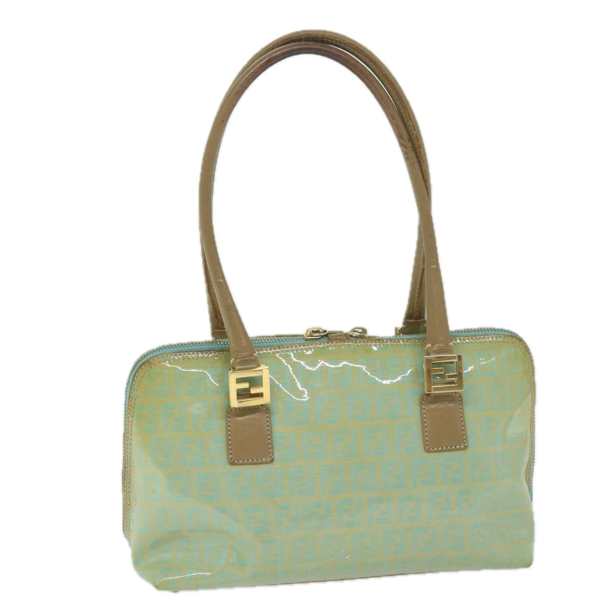 Luxury FendiZucchino Canvas Hand Bag Enamel Light Blue61798