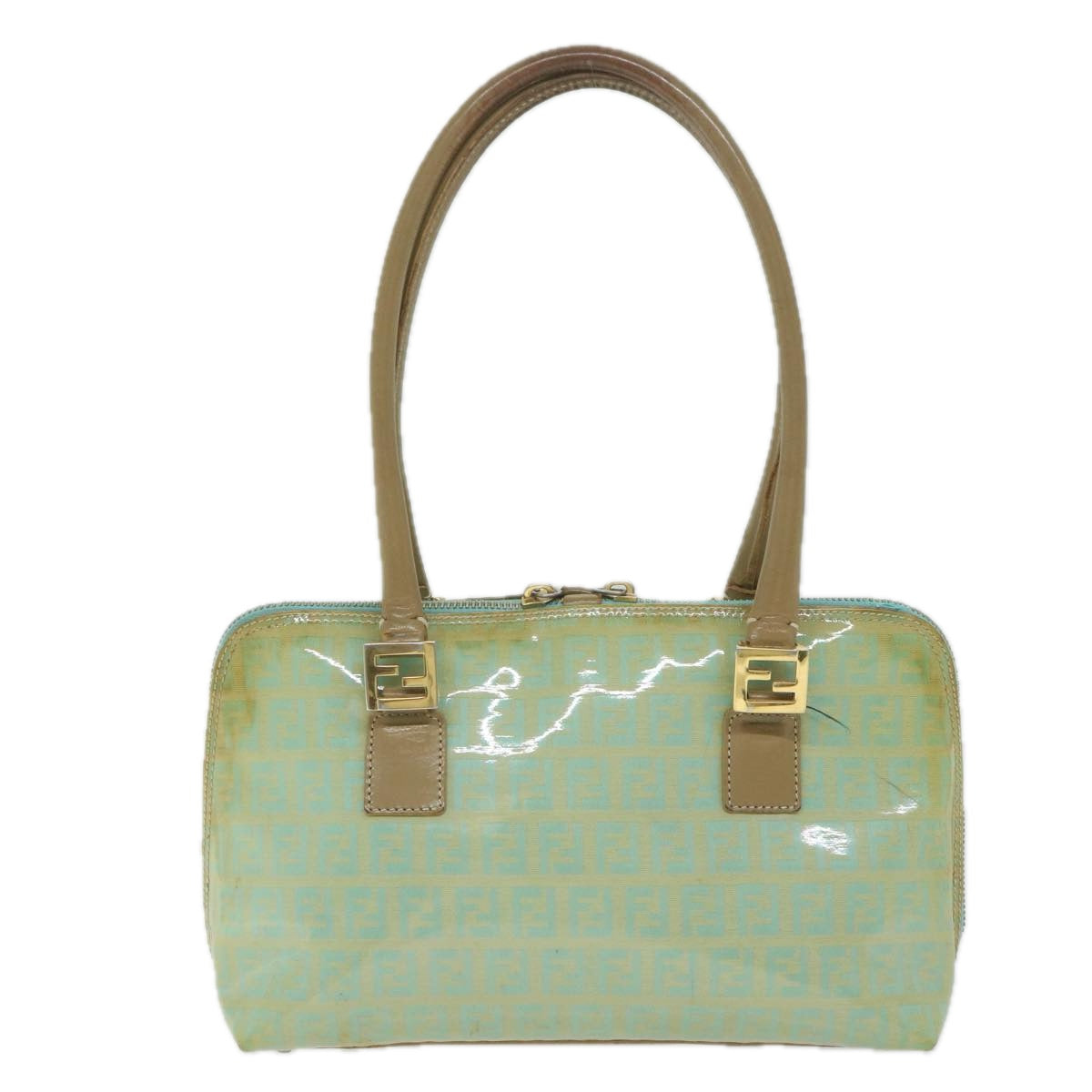 Luxury FendiZucchino Canvas Hand Bag Enamel Light Blue61798