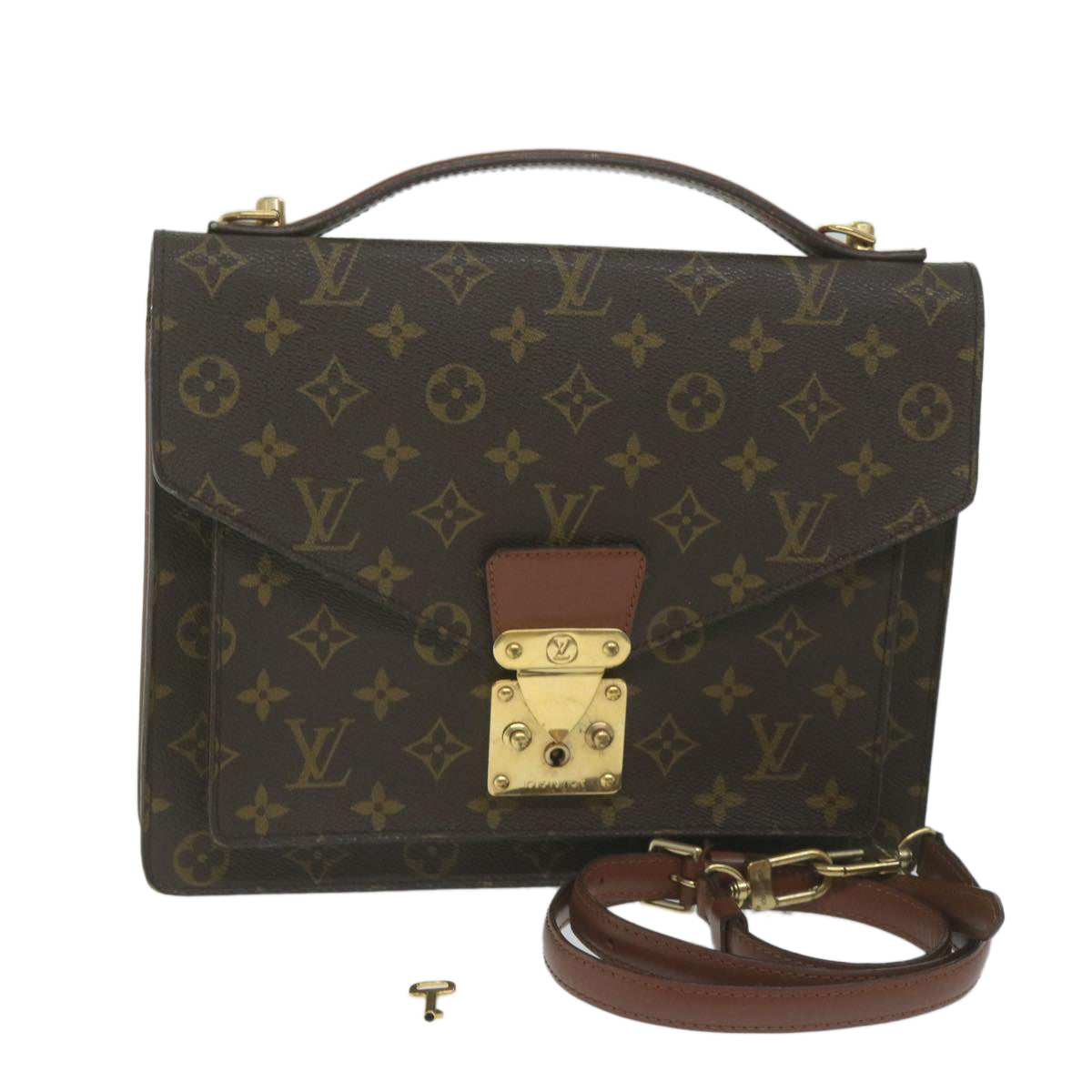 LOUIS VUITTON Monogram Monceau 28 Hand Bag 2way M51185 LV 61871