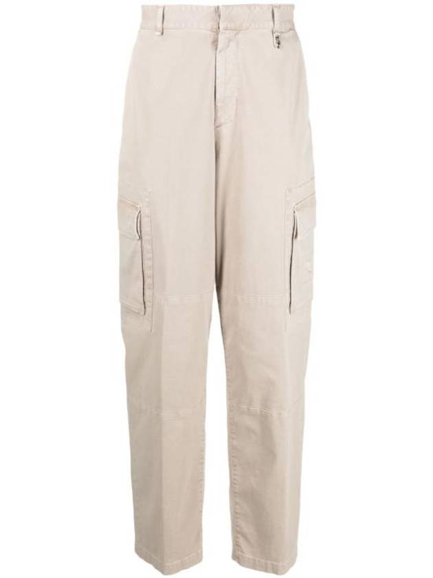 Luxury Fendi gabardine cargo straight pants beige