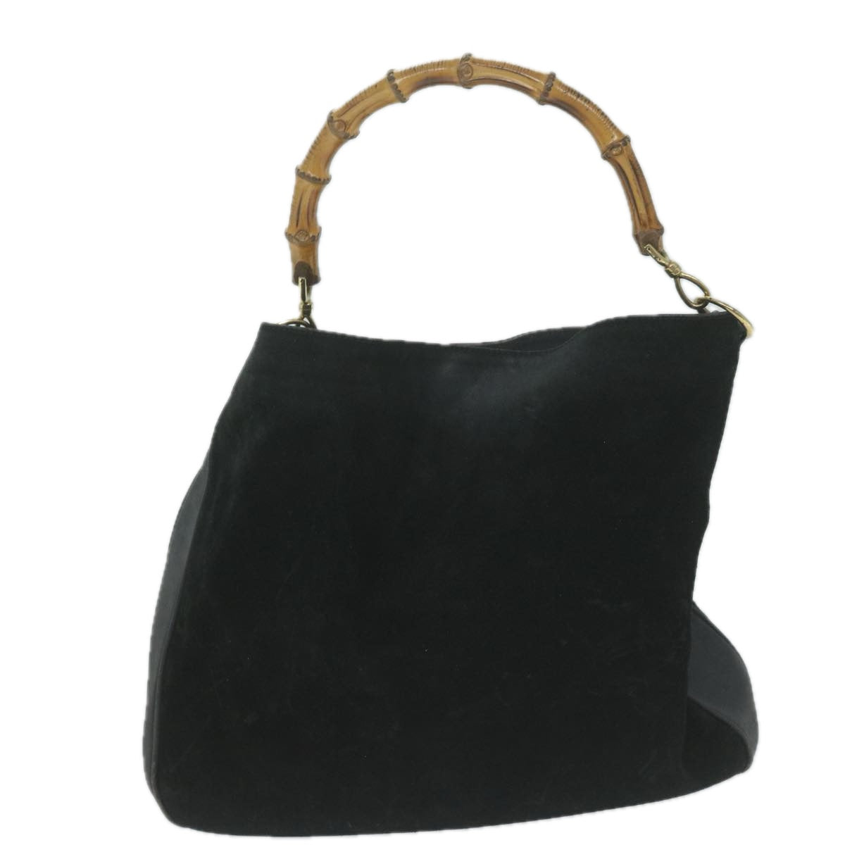 GUCCI Bamboo Shoulder Bag Suede 2way Black 001 1781 1577  61900