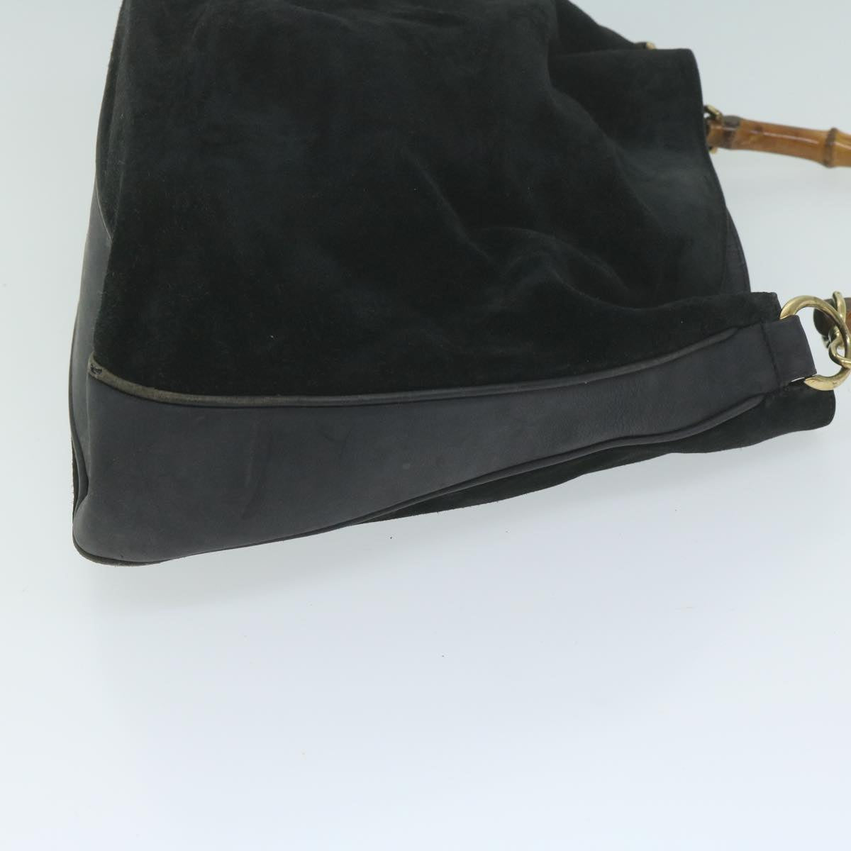 GUCCI Bamboo Shoulder Bag Suede 2way Black 001 1781 1577  61900