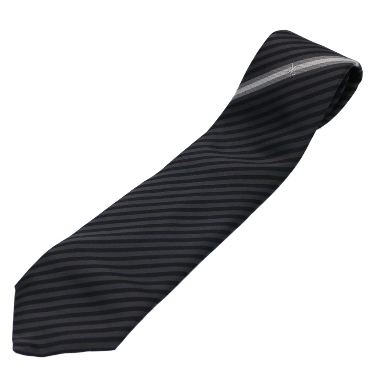 LOUIS VUITTON Necktie Silk Gray Black LV 61940