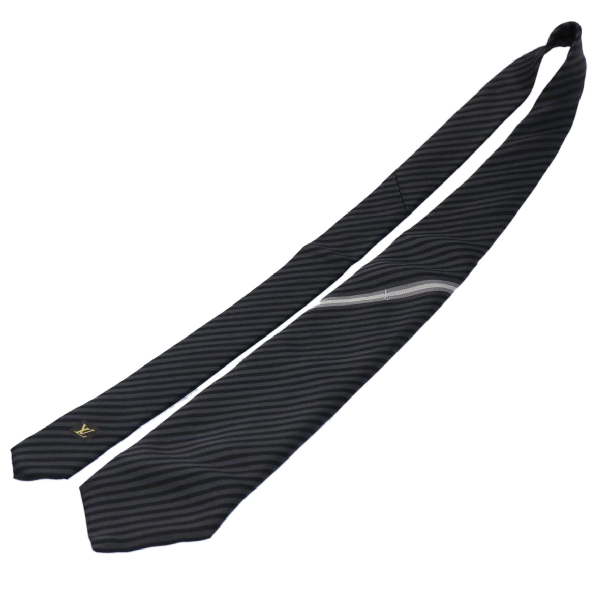 LOUIS VUITTON Necktie Silk Gray Black LV 61940
