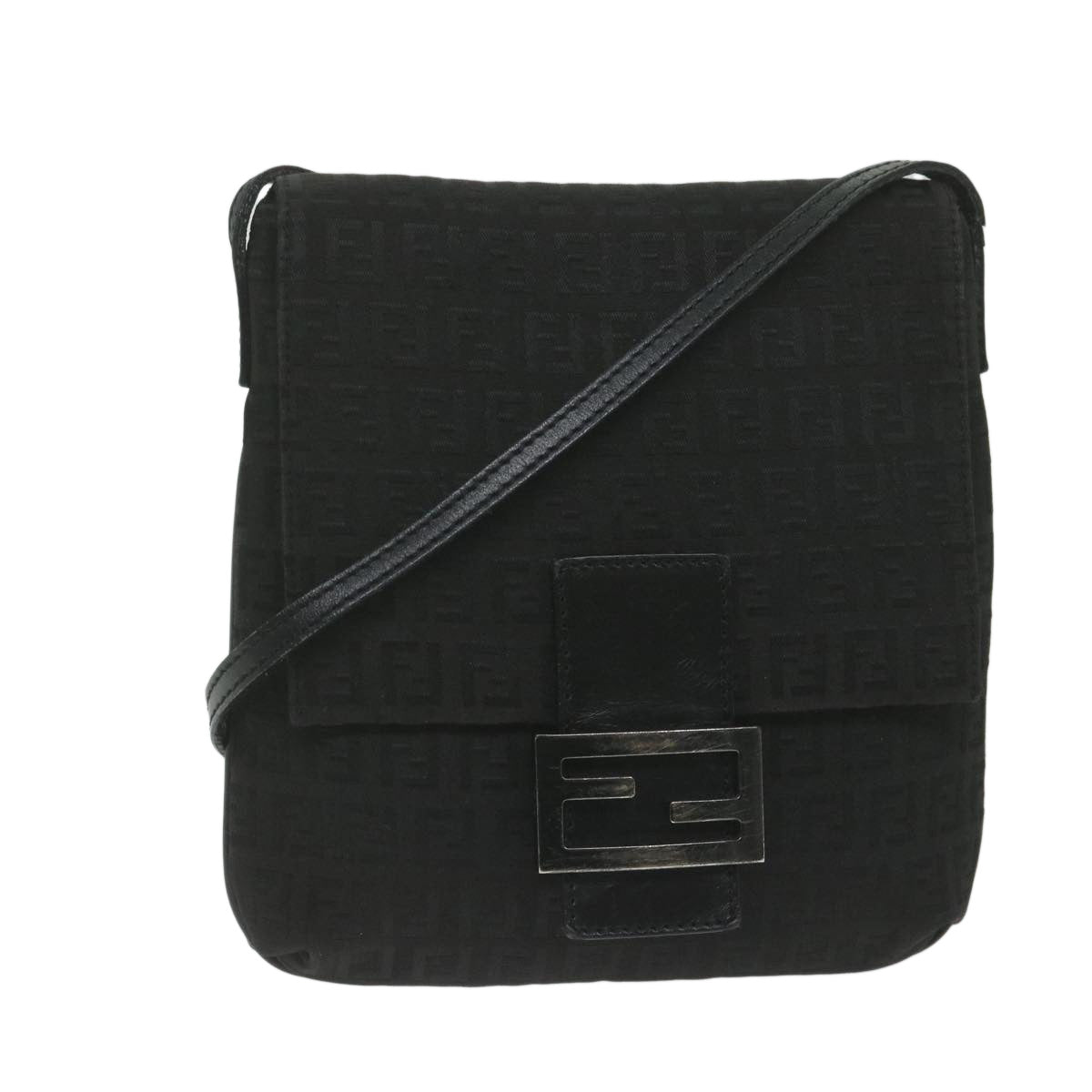 Luxury FendiZucchino Canvas Shoulder Bag Black61959