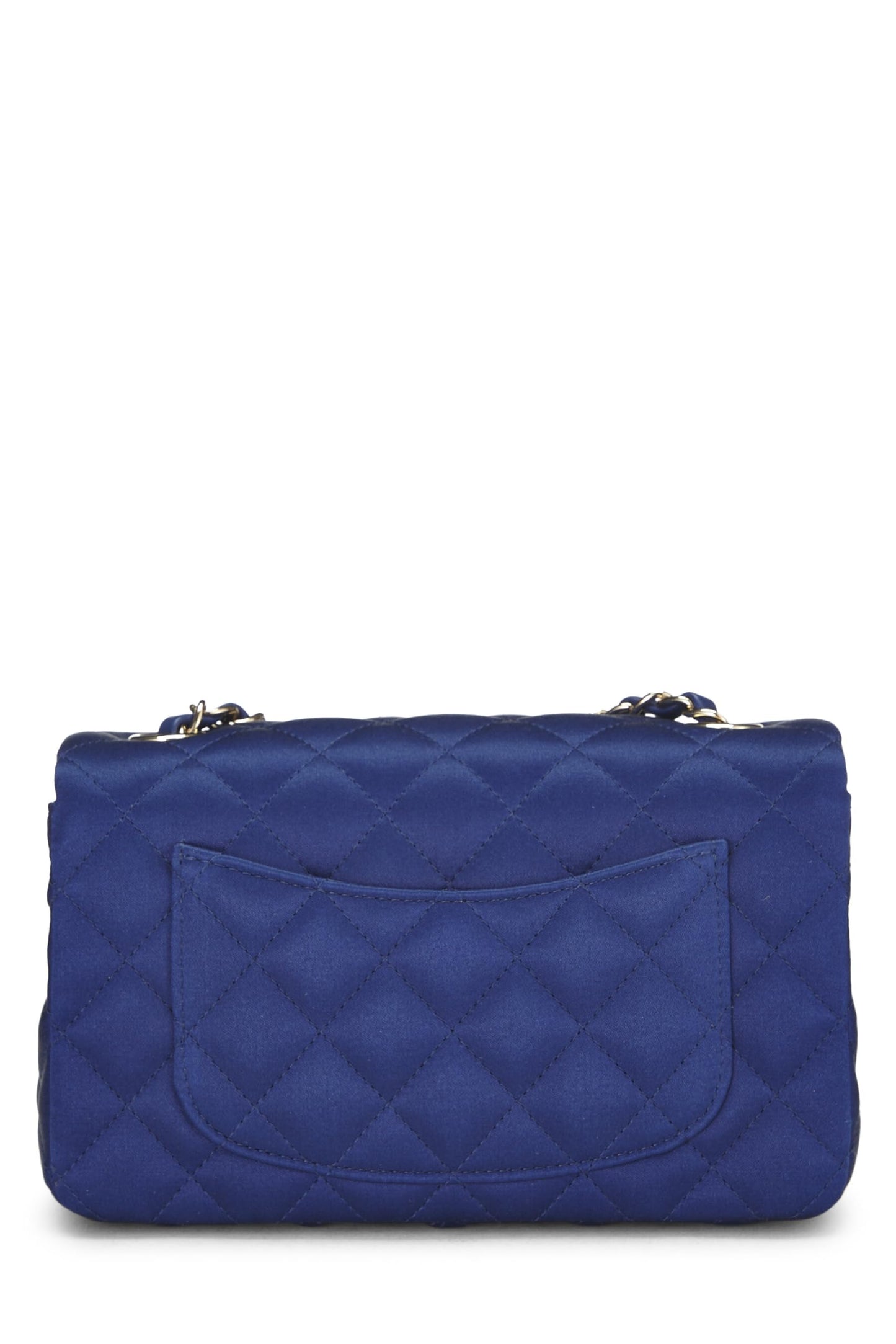 Chanel,  Navy Satin Rectangular Flap Small, Navy