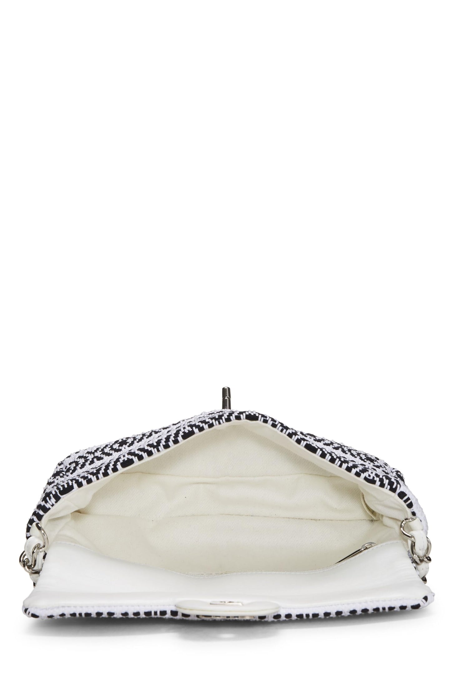 Chanel,  White Woven Half Flap Medium, White