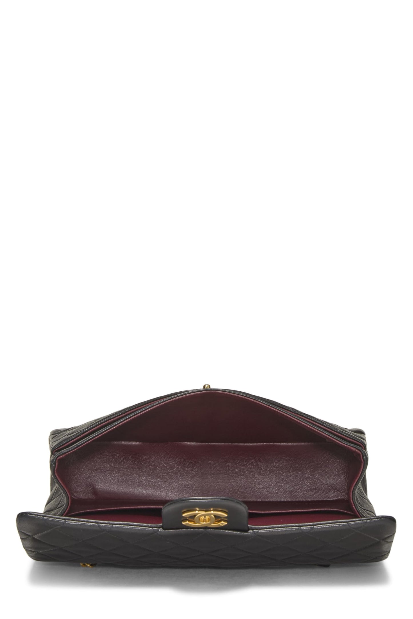 Chanel,  Black Quilted Lambskin Classic Double Flap Medium, Black