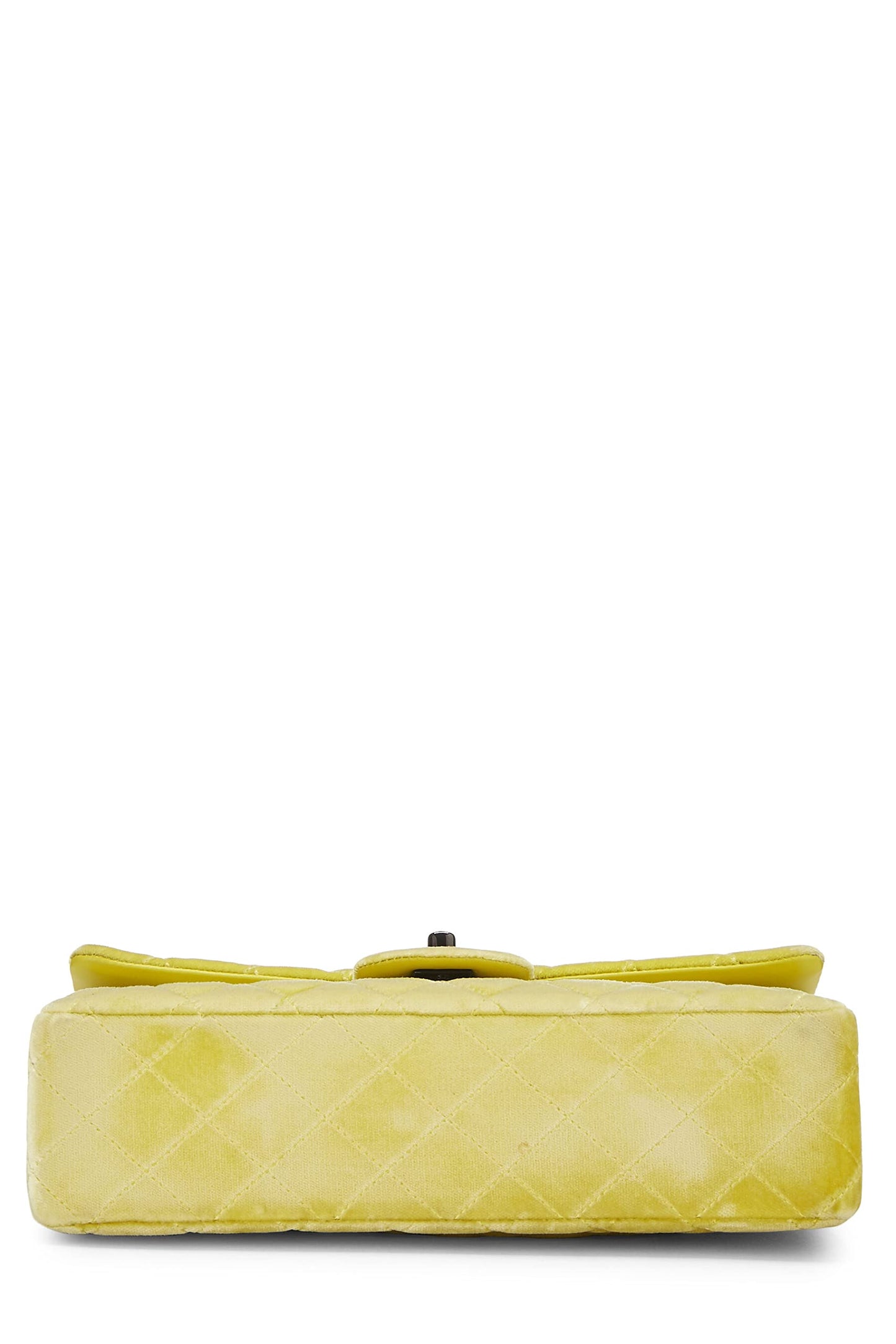 Chanel,  Yellow Quilted Velvet Classic Double Flap Medium, Yellow