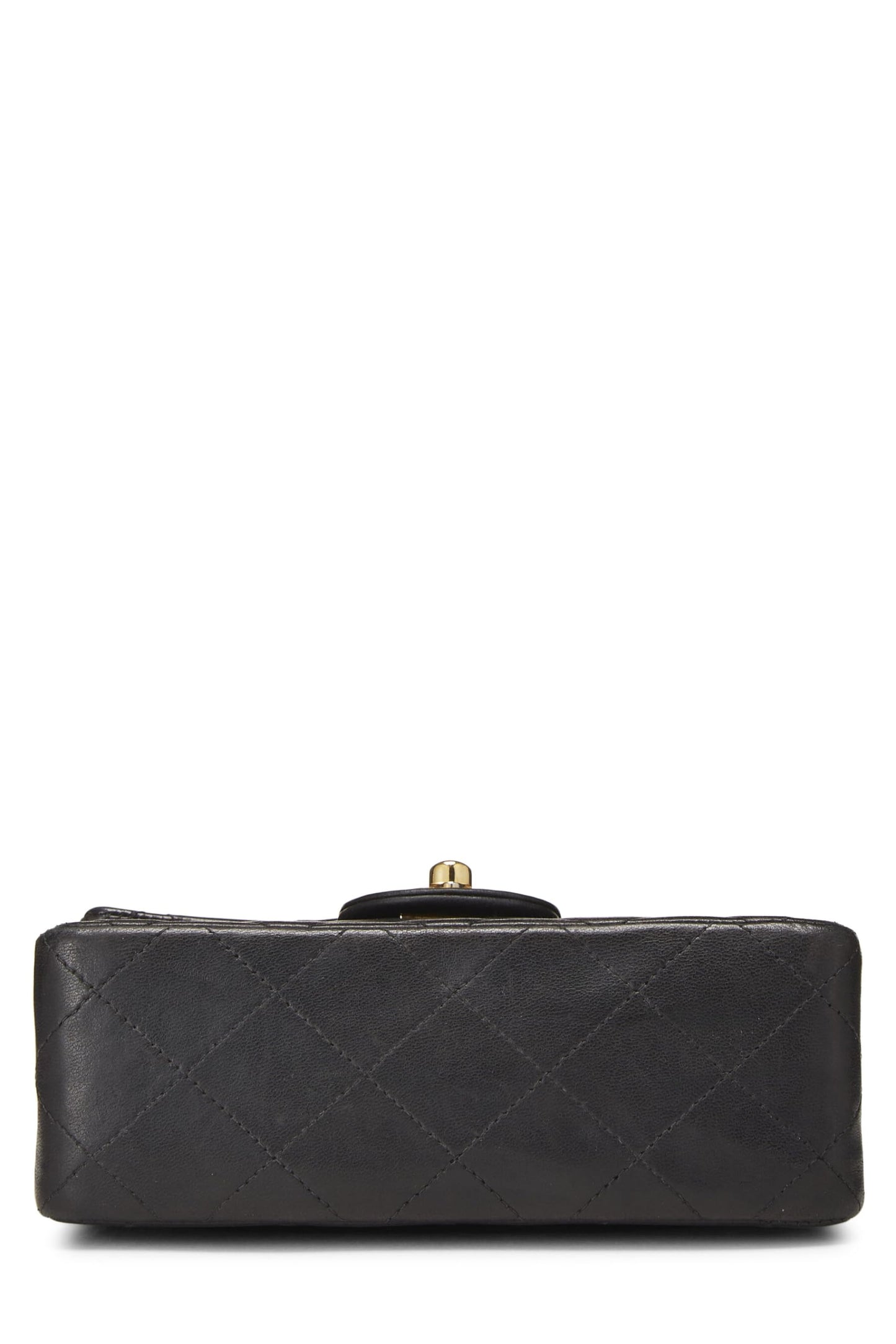 Chanel,  Black Quilted Lambskin Half Flap Mini, Black