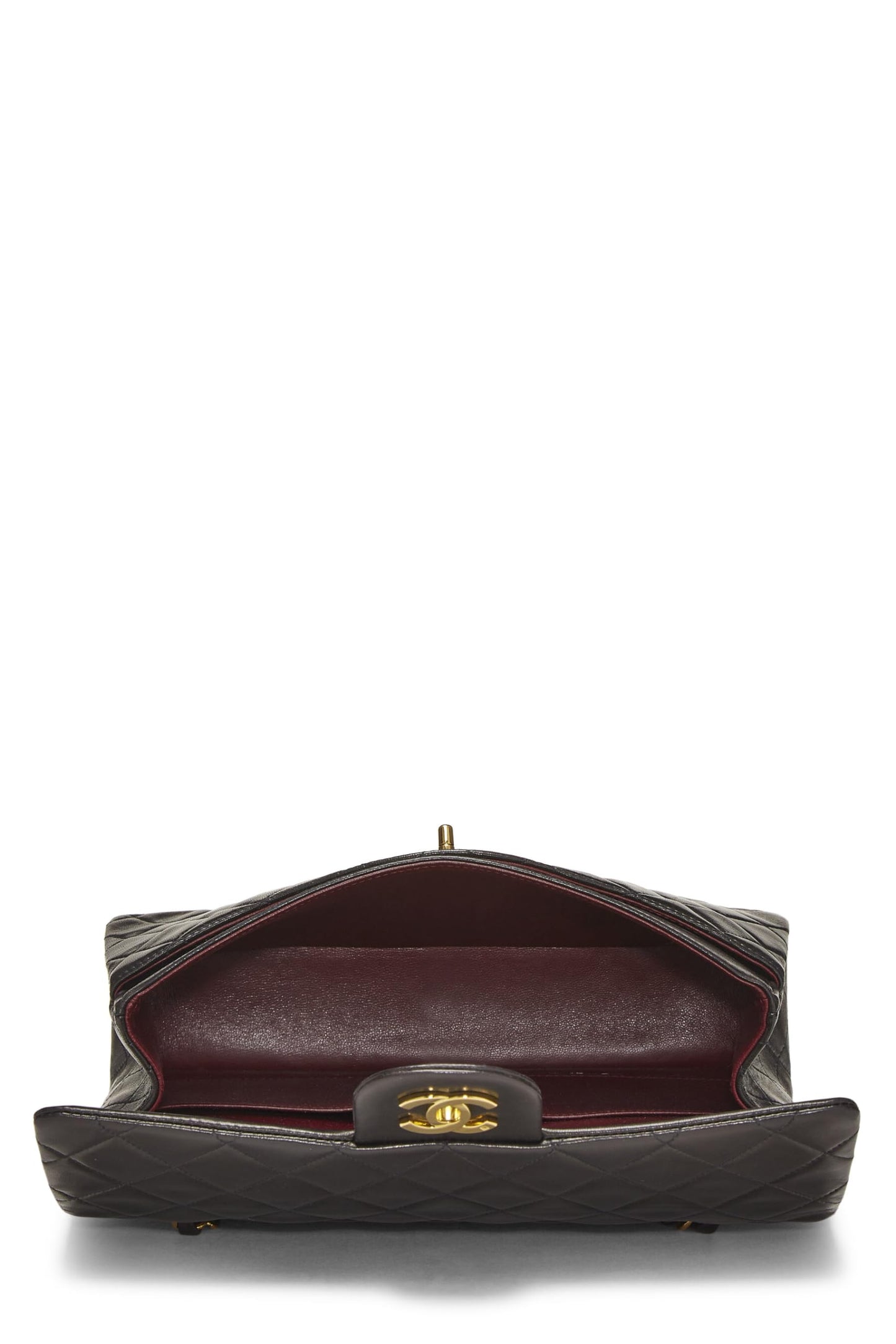 Chanel,  Black Quilted Lambskin Classic Double Flap Medium, Black