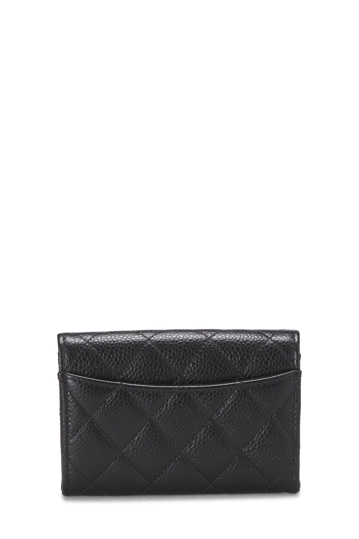 Chanel,  Black Quilted Caviar 'CC' Card Holder, Black