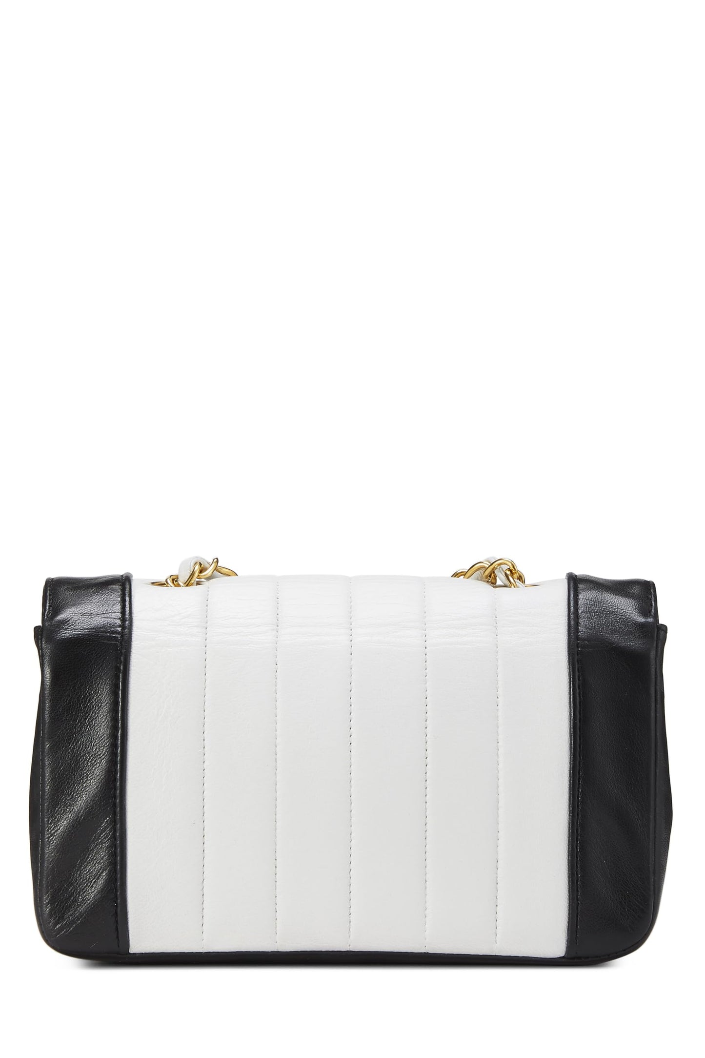 Chanel,  White & Black Vertical Lambskin Border Flap Mini, Multi