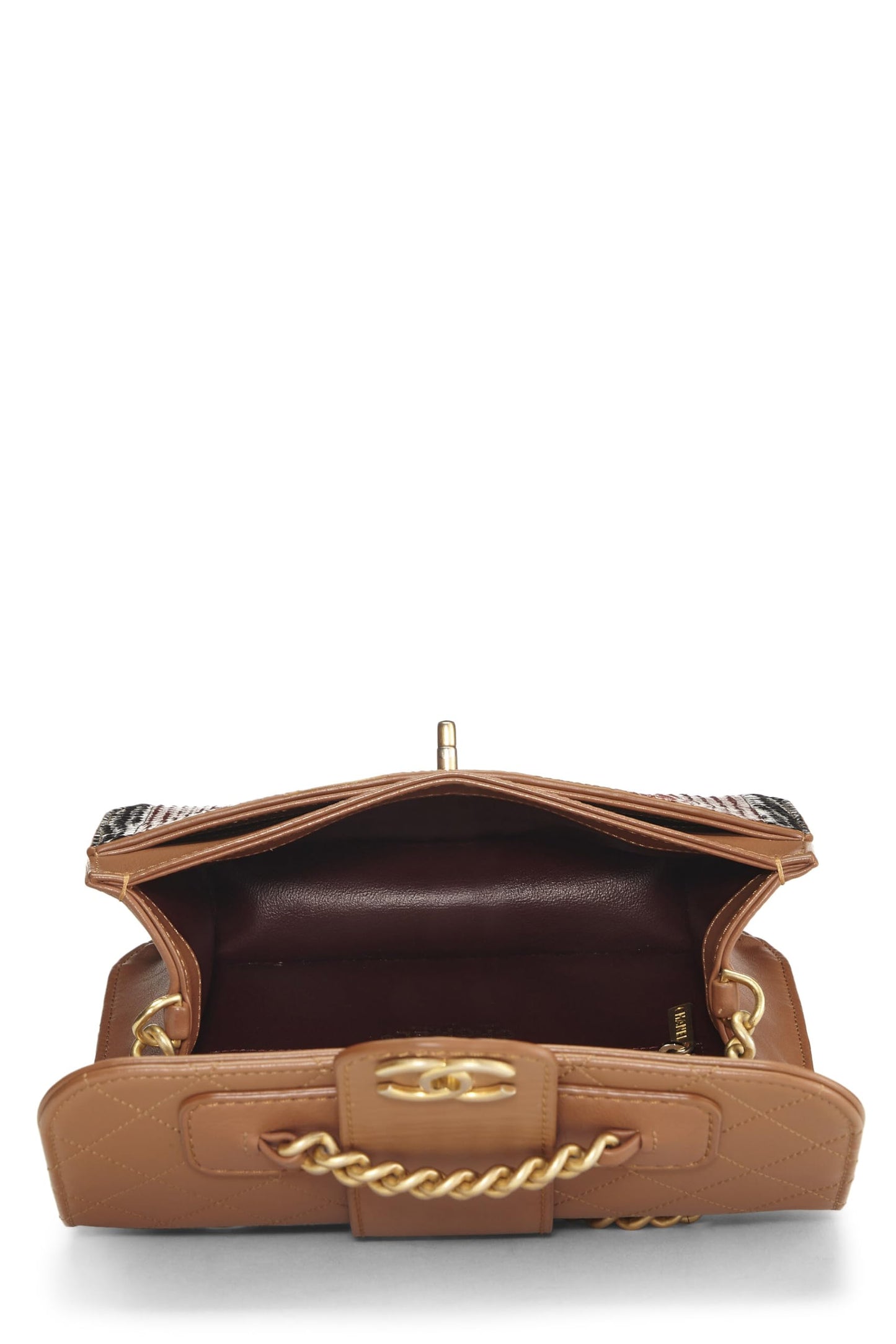 Chanel,  Brown & Multicolor Calfskin Front Chain Flap Bag, Multi