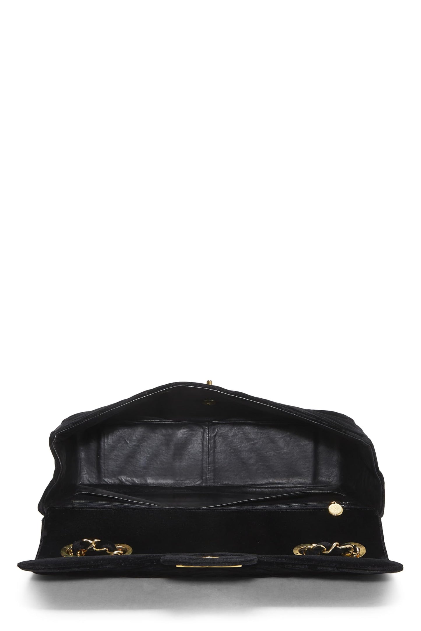 Chanel,  Black Velvet Chevron Flap Maxi, Black