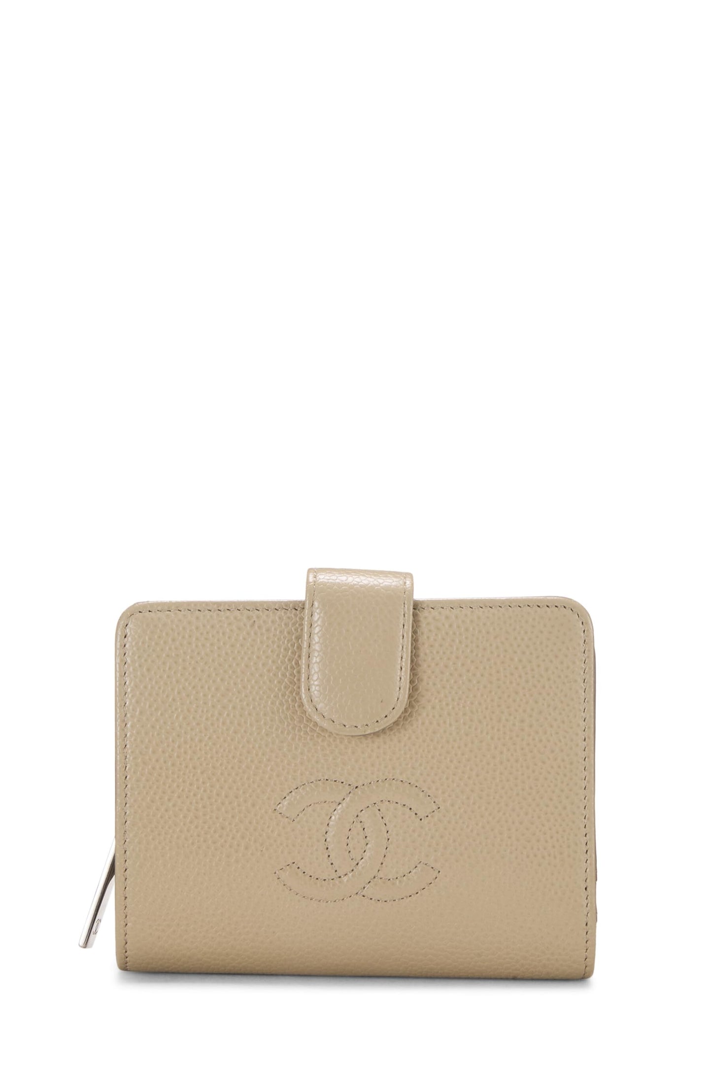 Chanel,  Beige Caviar Timeless 'CC' Compact Wallet, Beige