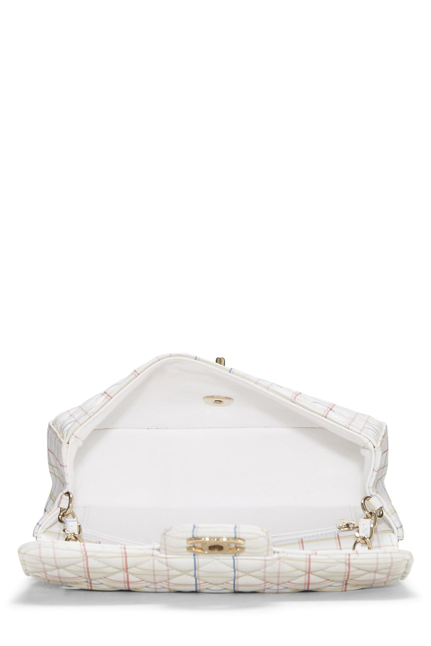Chanel,  White & Multicolor Plaid Calfskin Rectangular Flap Mini, Multi