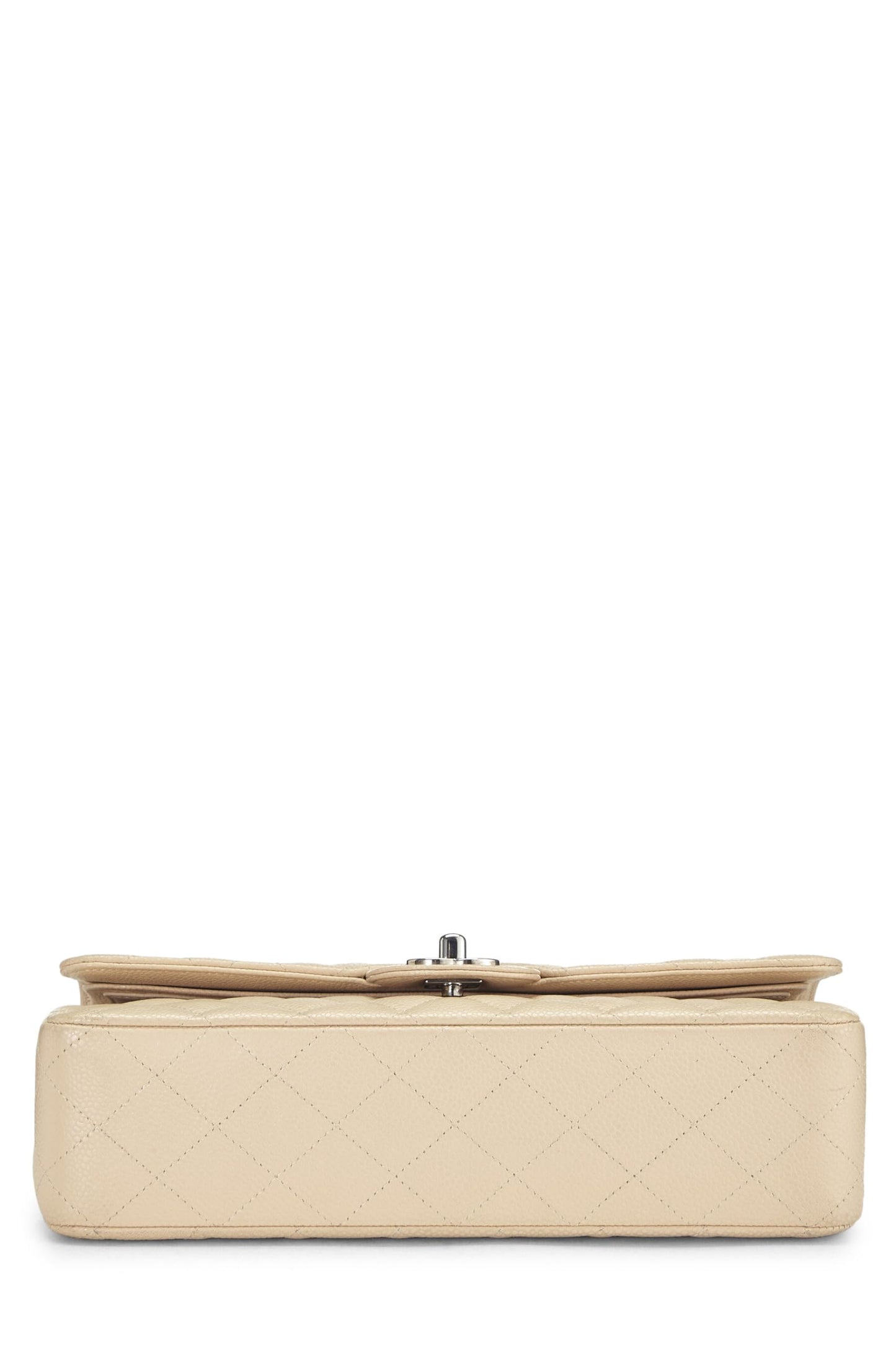 Chanel,  Beige Quilted Caviar Classic Double Flap Medium, Beige