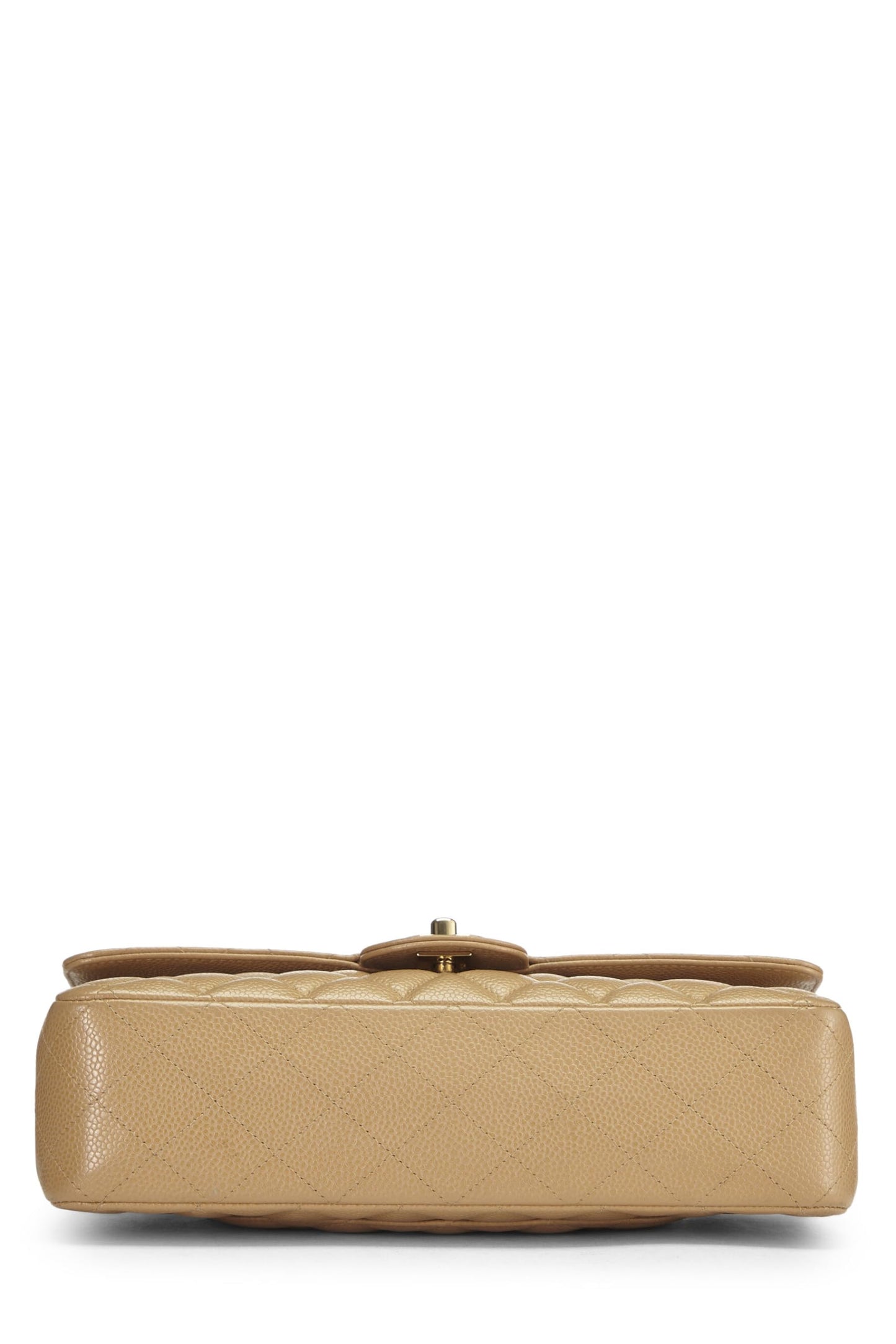 Chanel,  Beige Quilted Caviar Classic Double Flap Medium, Beige