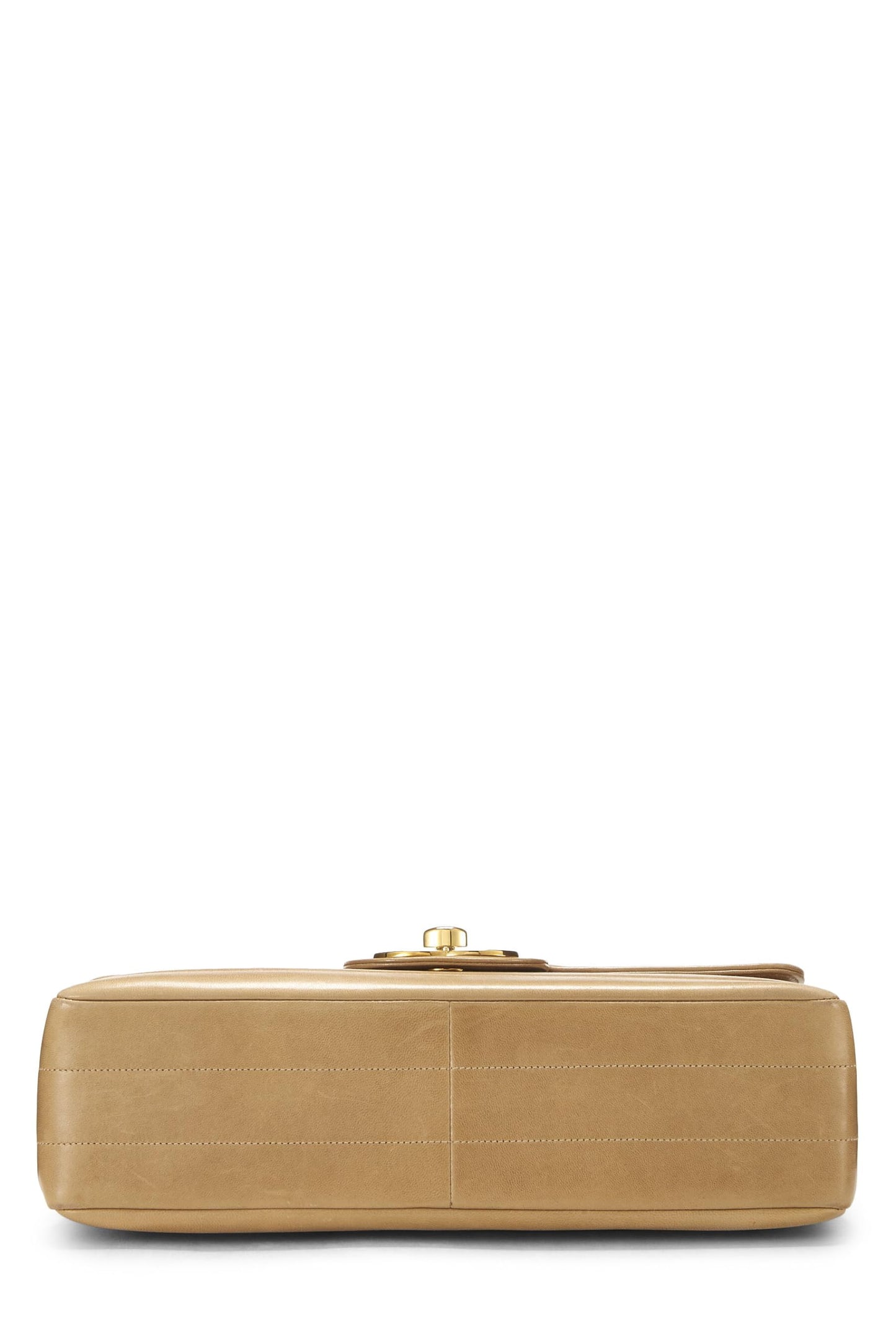 Chanel,  Beige Horizontal Lambskin Half Flap Jumbo, Beige