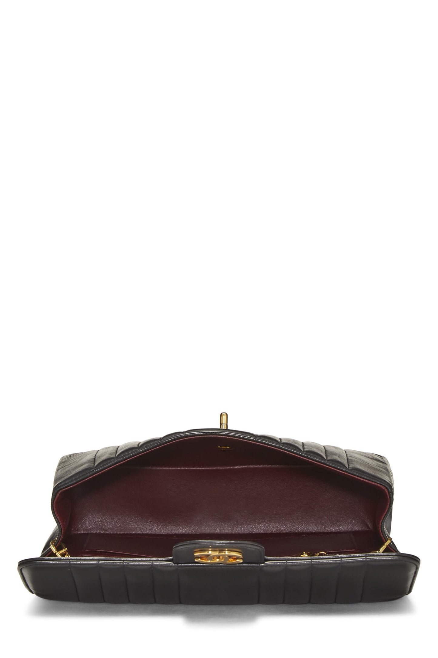 Chanel,  Black Lambskin Vertical Flap Medium, Black