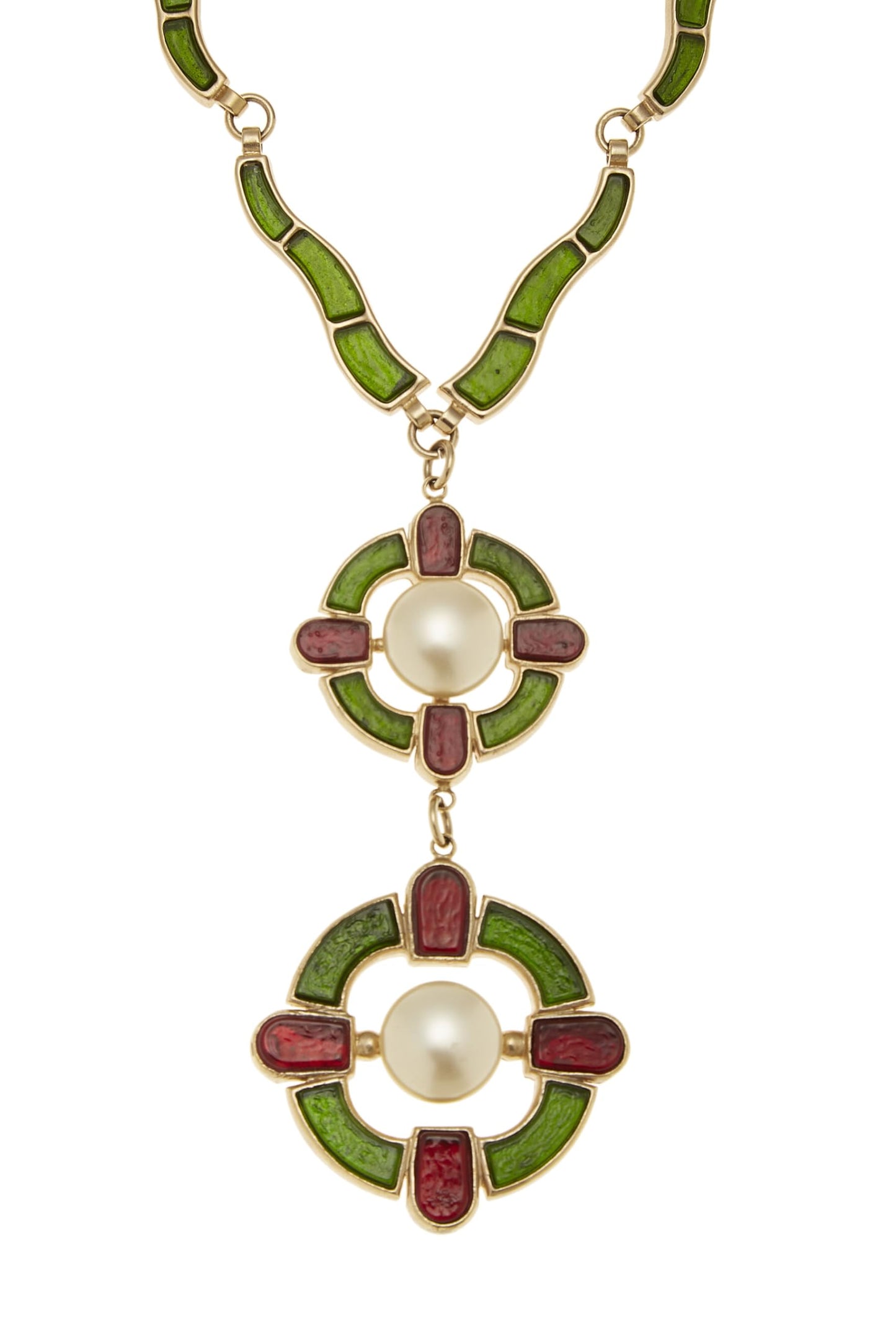 Chanel,  Multicolor Faux Pearl Gripoix Pendant Necklace, Multi