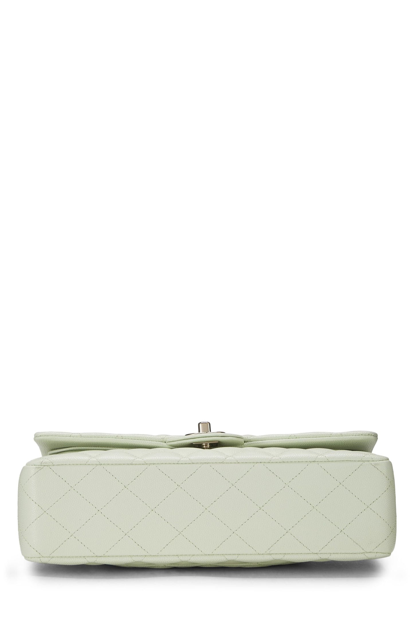 Chanel,  Green Quilted Caviar Classic Double Flap Medium, Green
