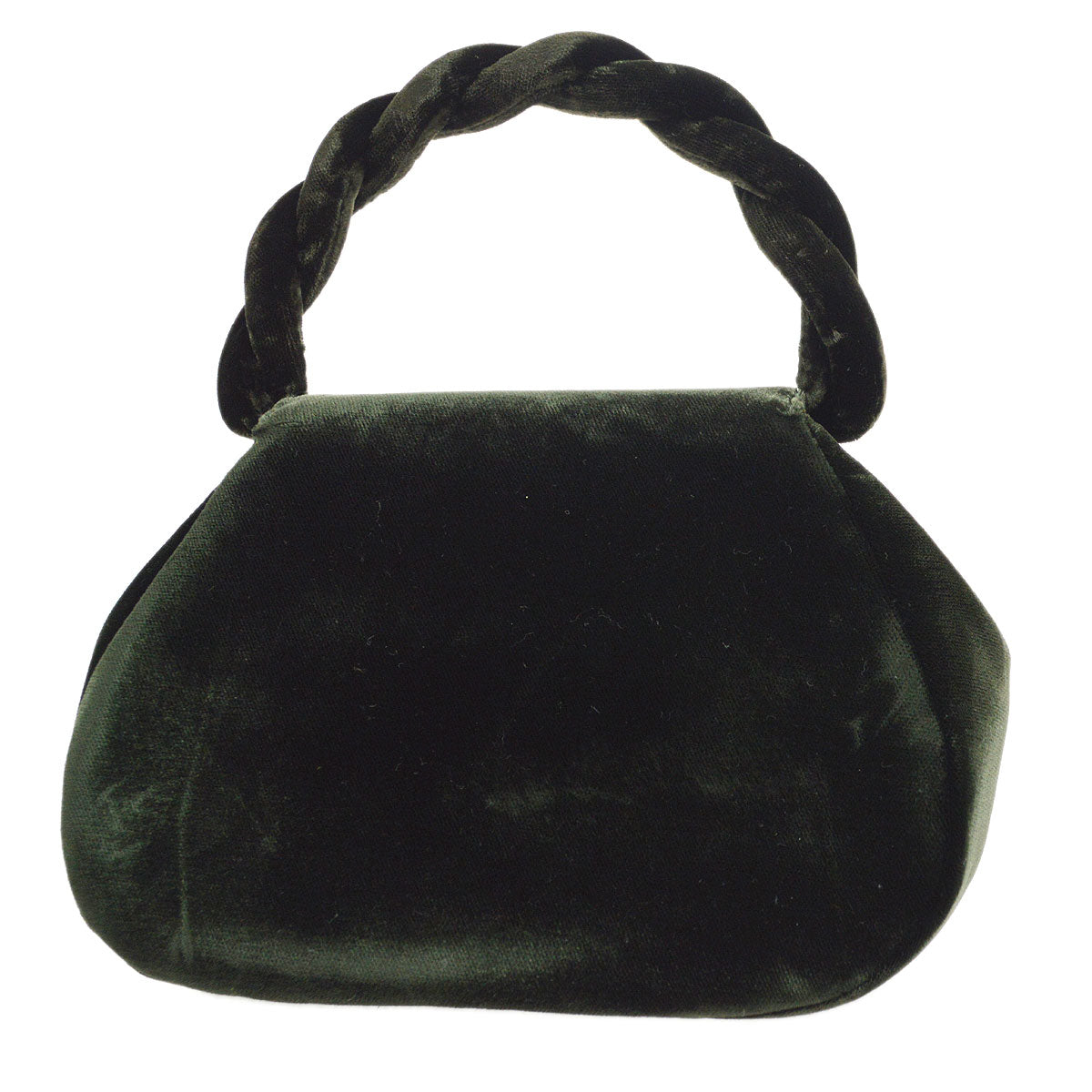 Luxury Chanel * 1994-1996 Top Handle Bag Dark Green Velvet