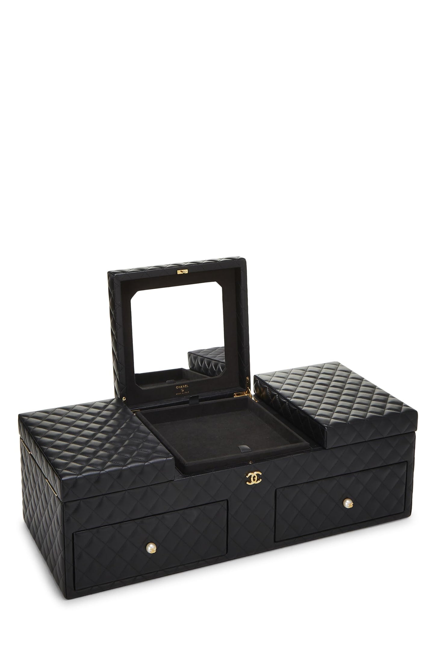 Chanel,  Black Quilted Lambskin Jewelry Chest Large, Black