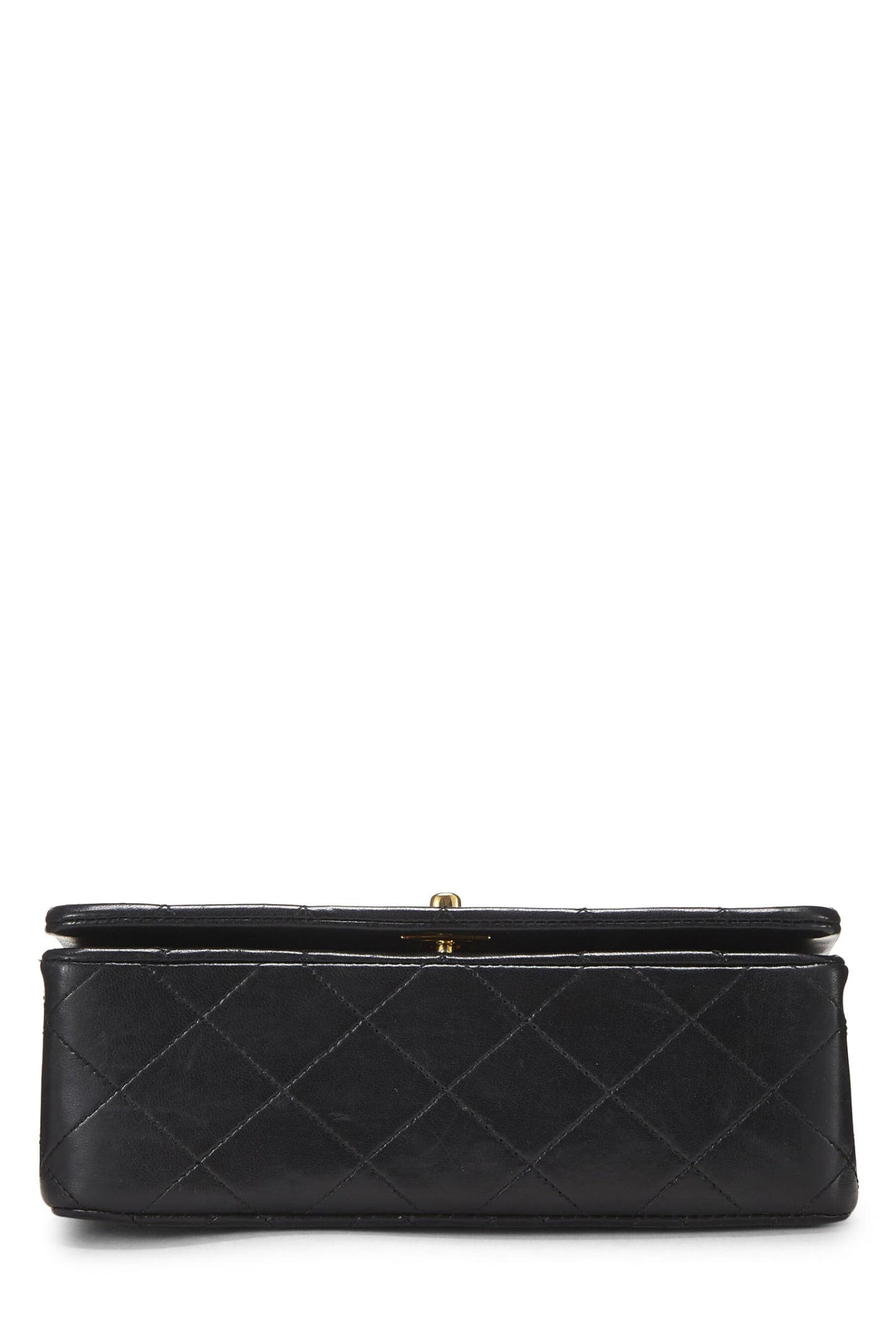 Chanel,  Black Quilted Lambskin Full Flap Mini, Black