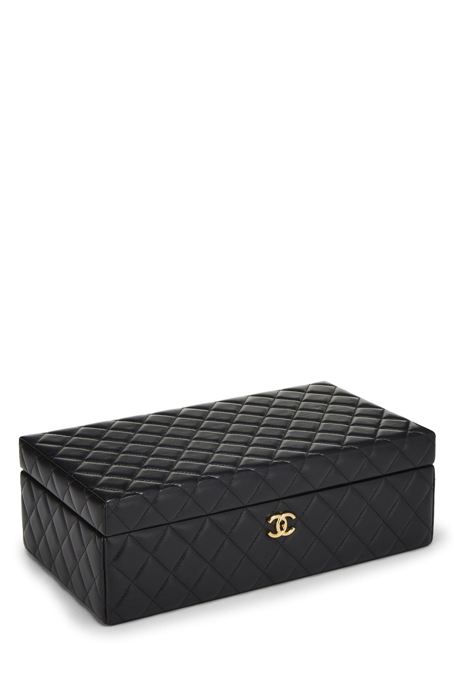 Chanel,  Black Lambskin Jewelry Case Large, Black