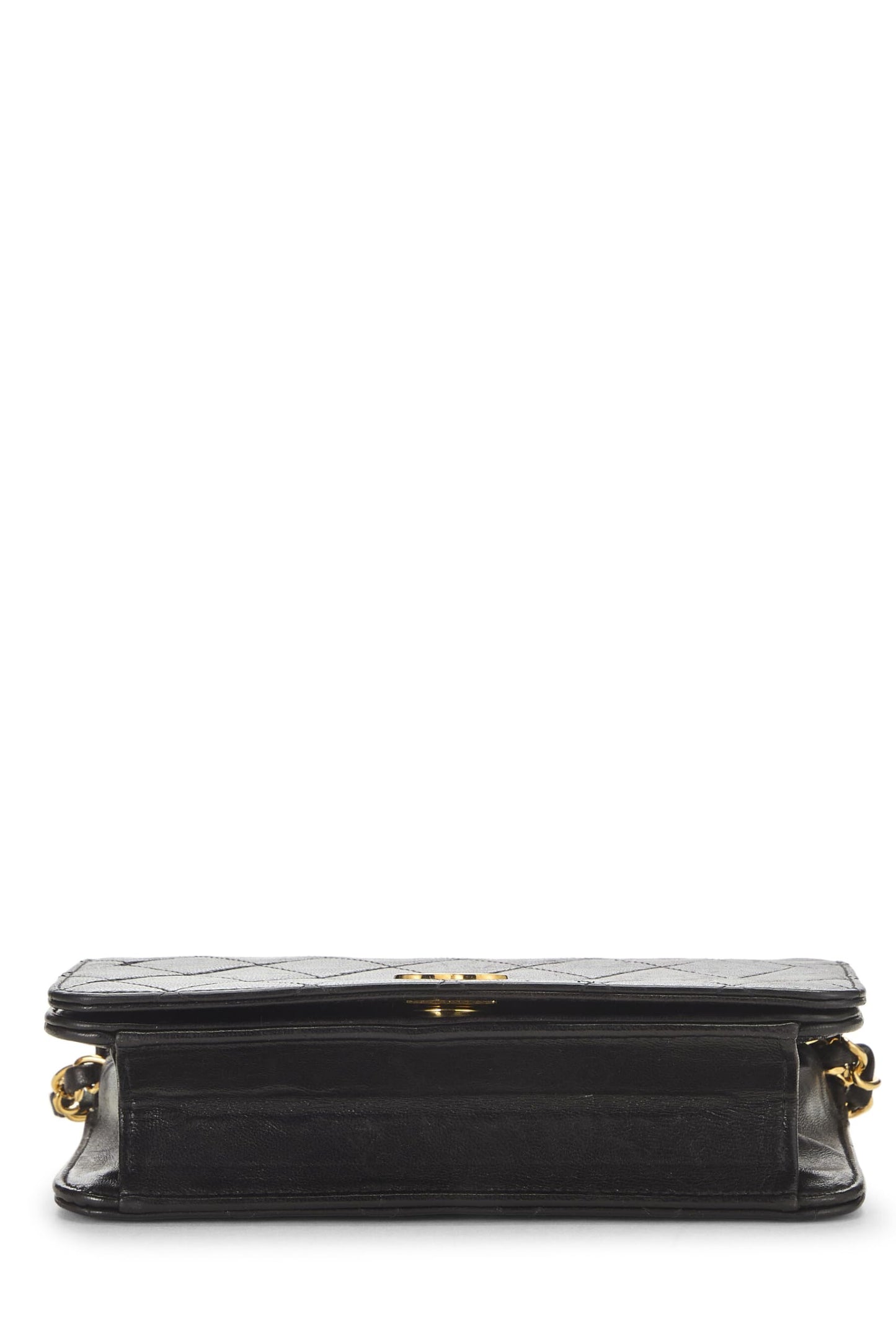 Chanel,  Black Quilted Lambskin Snap Full Flap Mini, Black