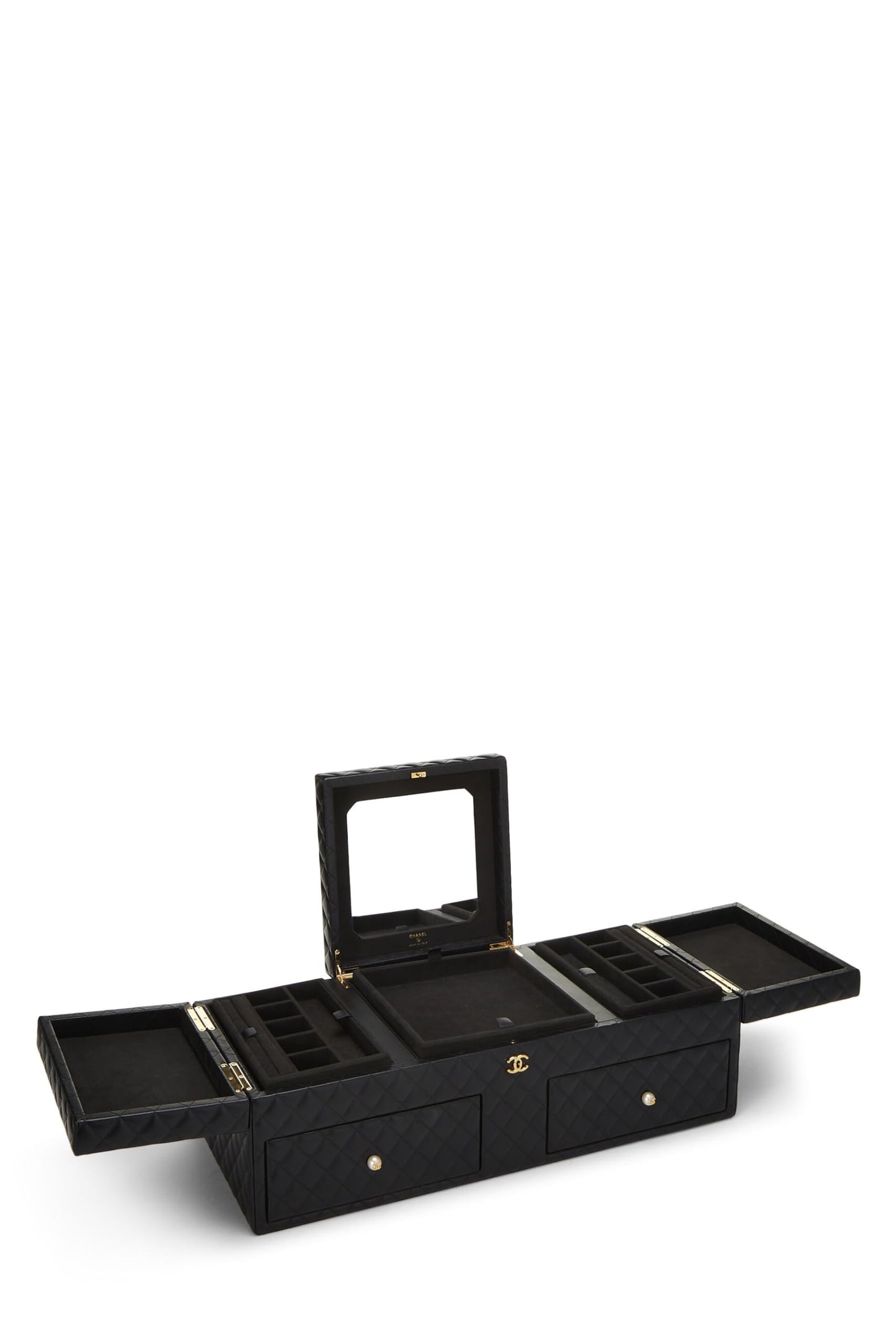 Chanel,  Black Quilted Lambskin Jewelry Chest Large, Black