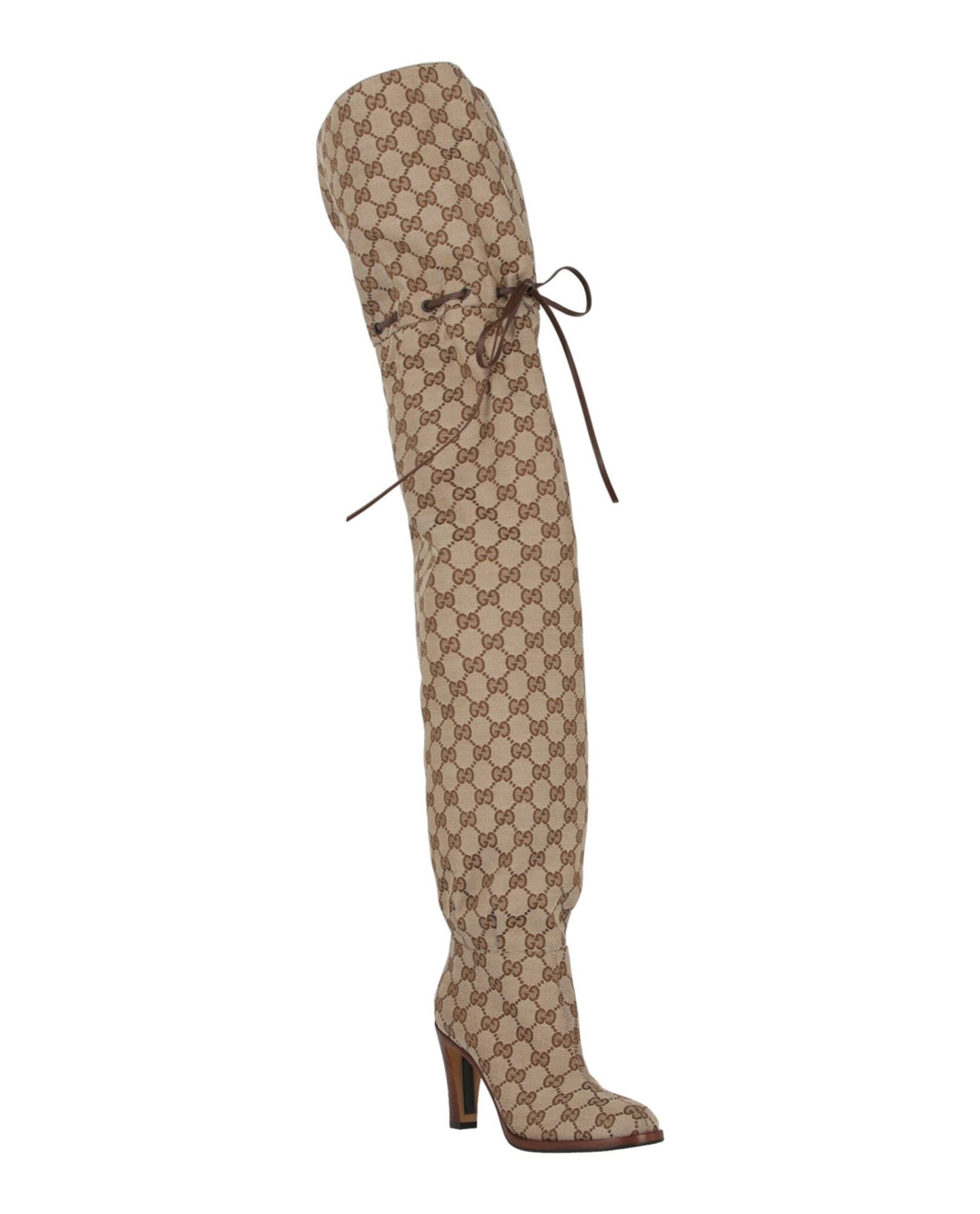Gucci Gg Canvas Thigh-High Boots
