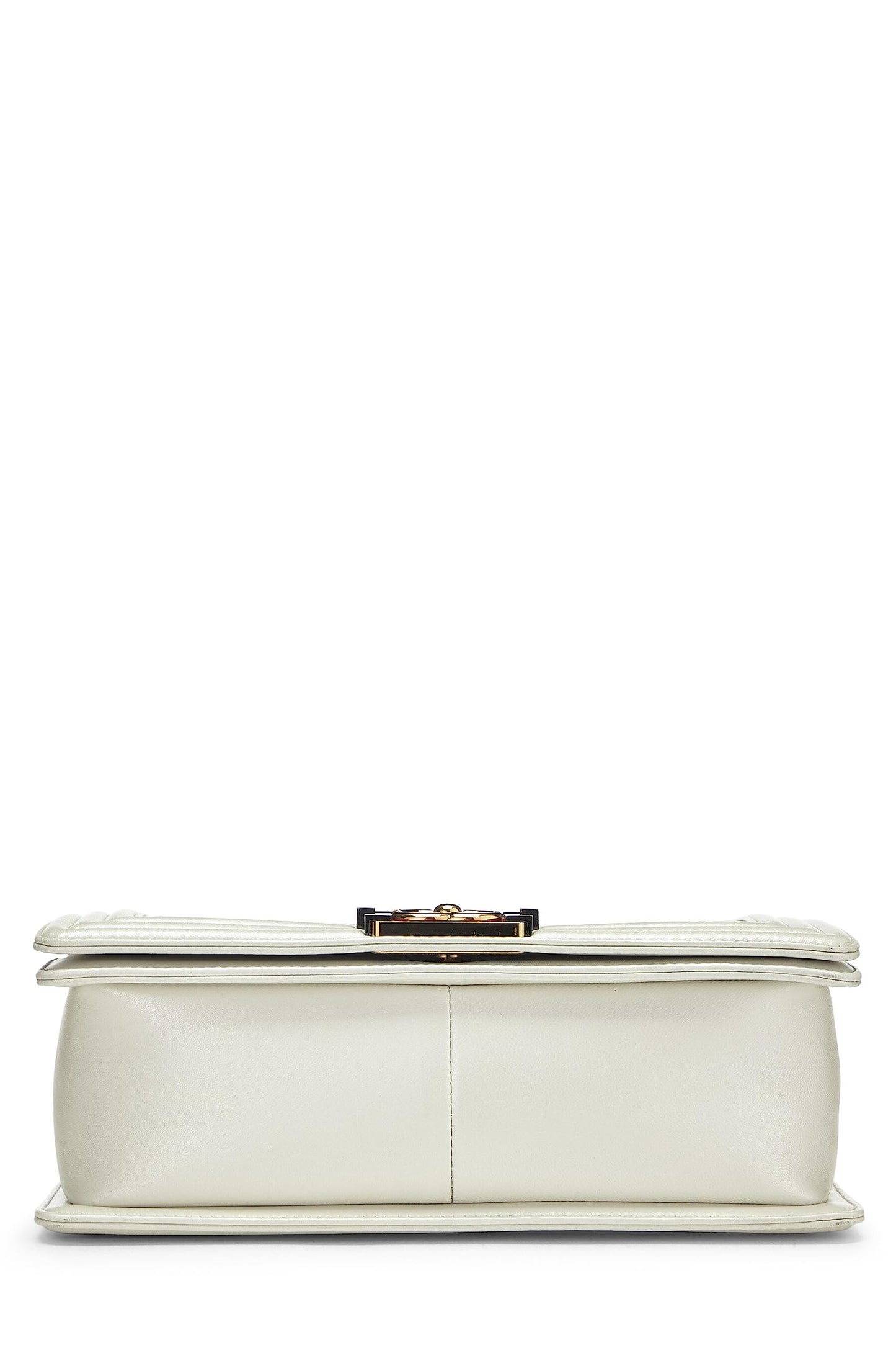 Chanel,  White Cube Embossed Leather Boy Bag Medium, White