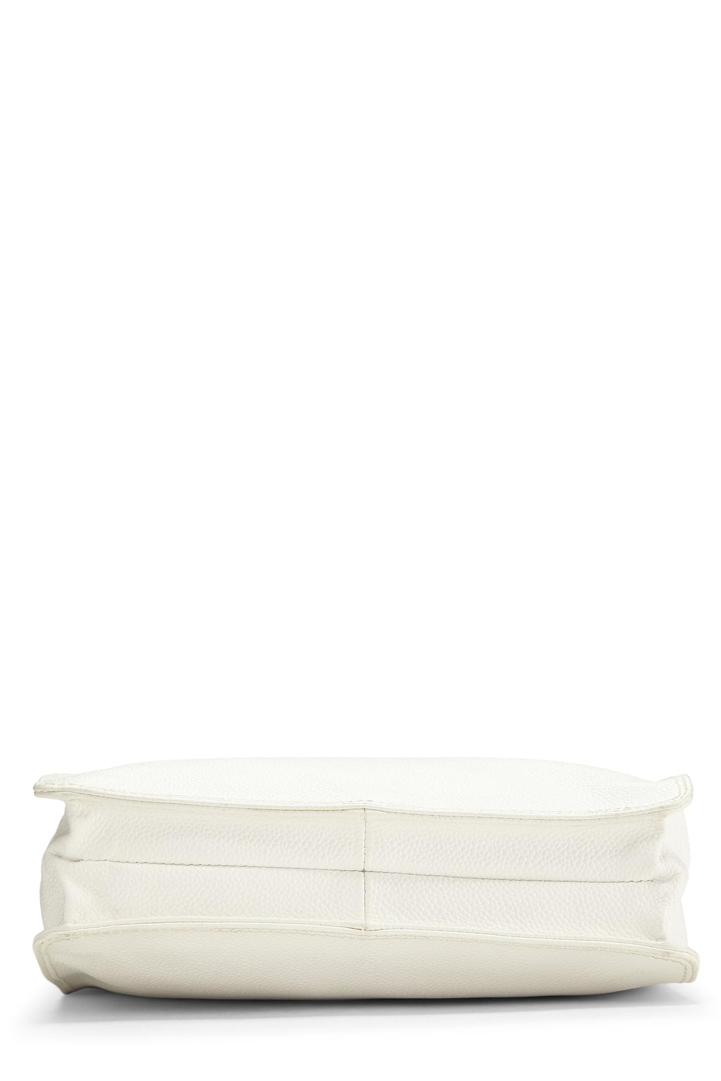 Chanel,  White Caviar Wooden Top Handle Bag, White