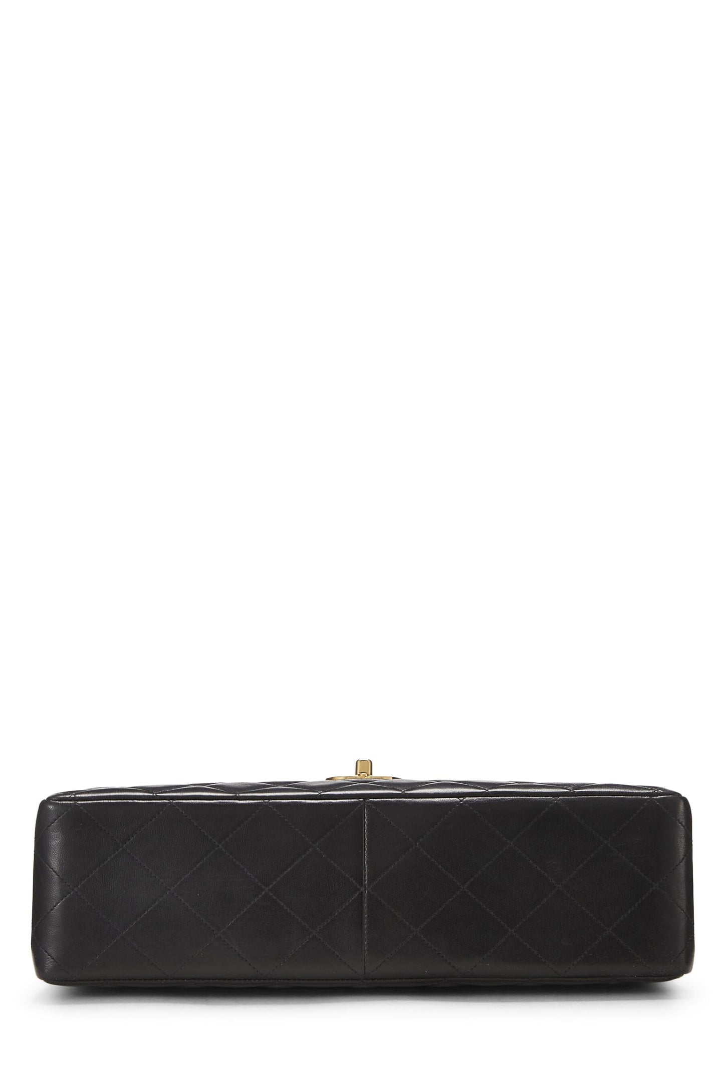 Chanel,  Black Quilted Lambskin Half Flap Jumbo, Black