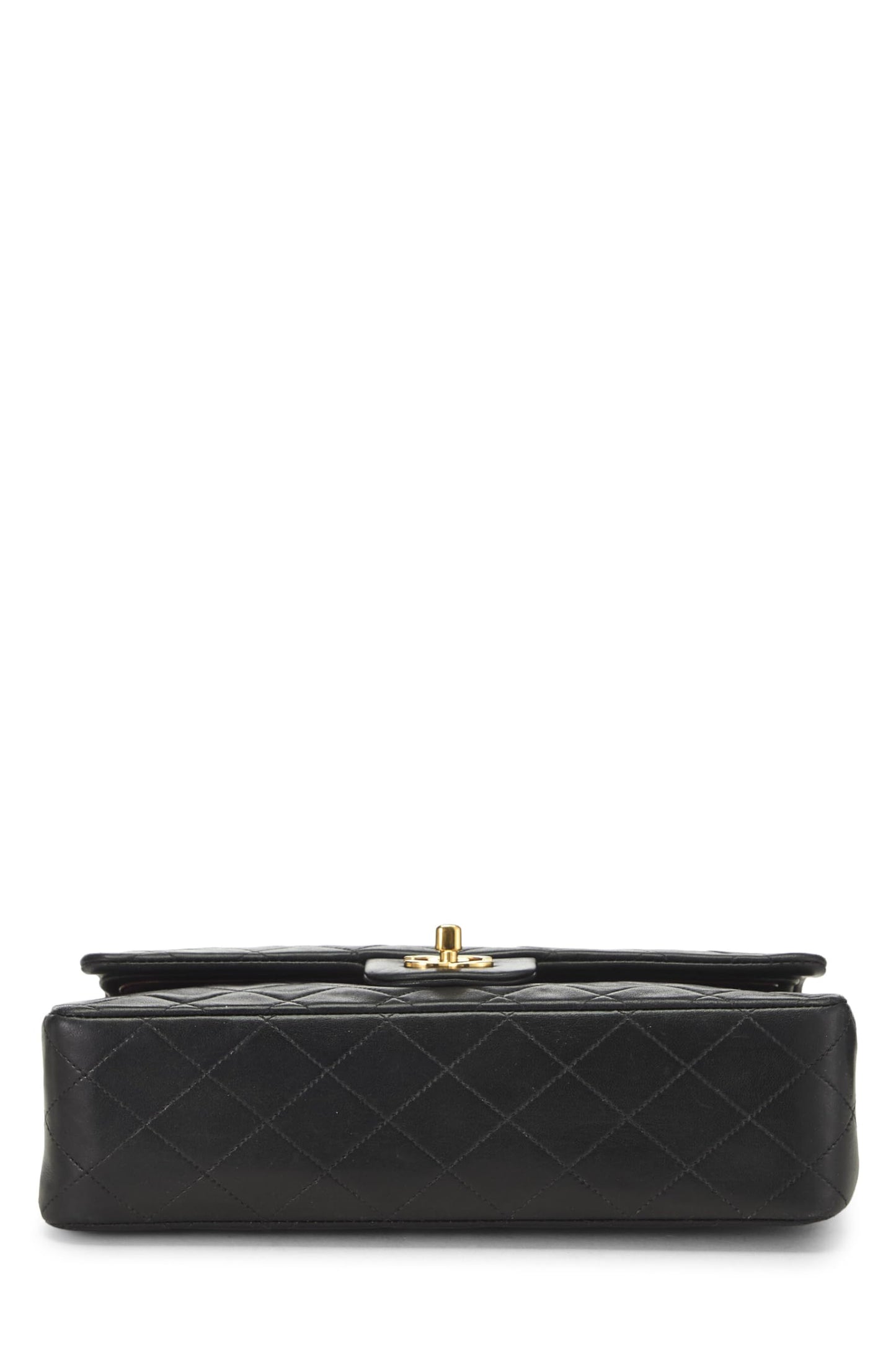Chanel,  Black Quilted Lambskin Classic Double Flap Medium, Black