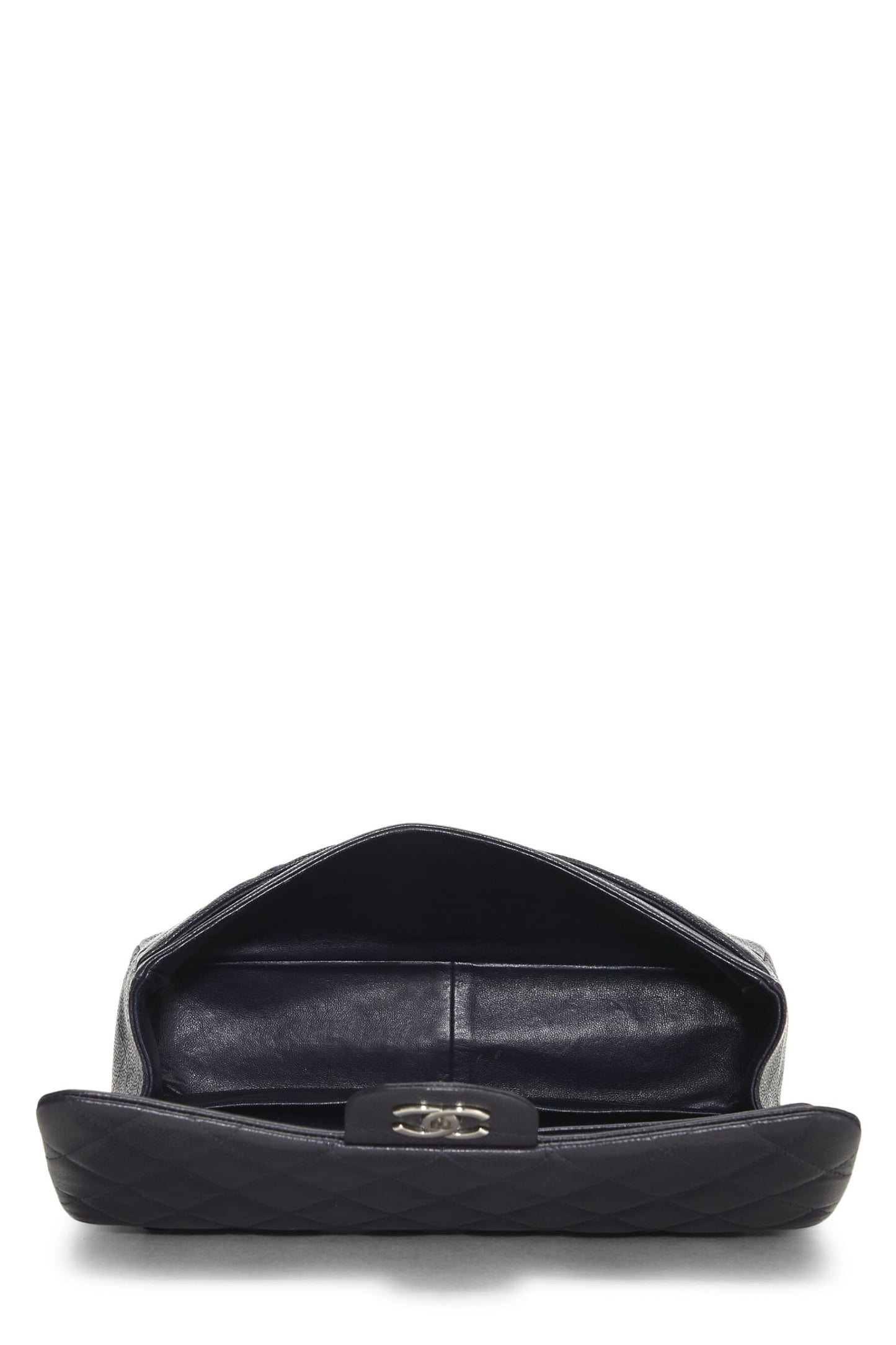 Chanel,  Navy Quilted Caviar New Classic Double Flap Jumbo, Navy